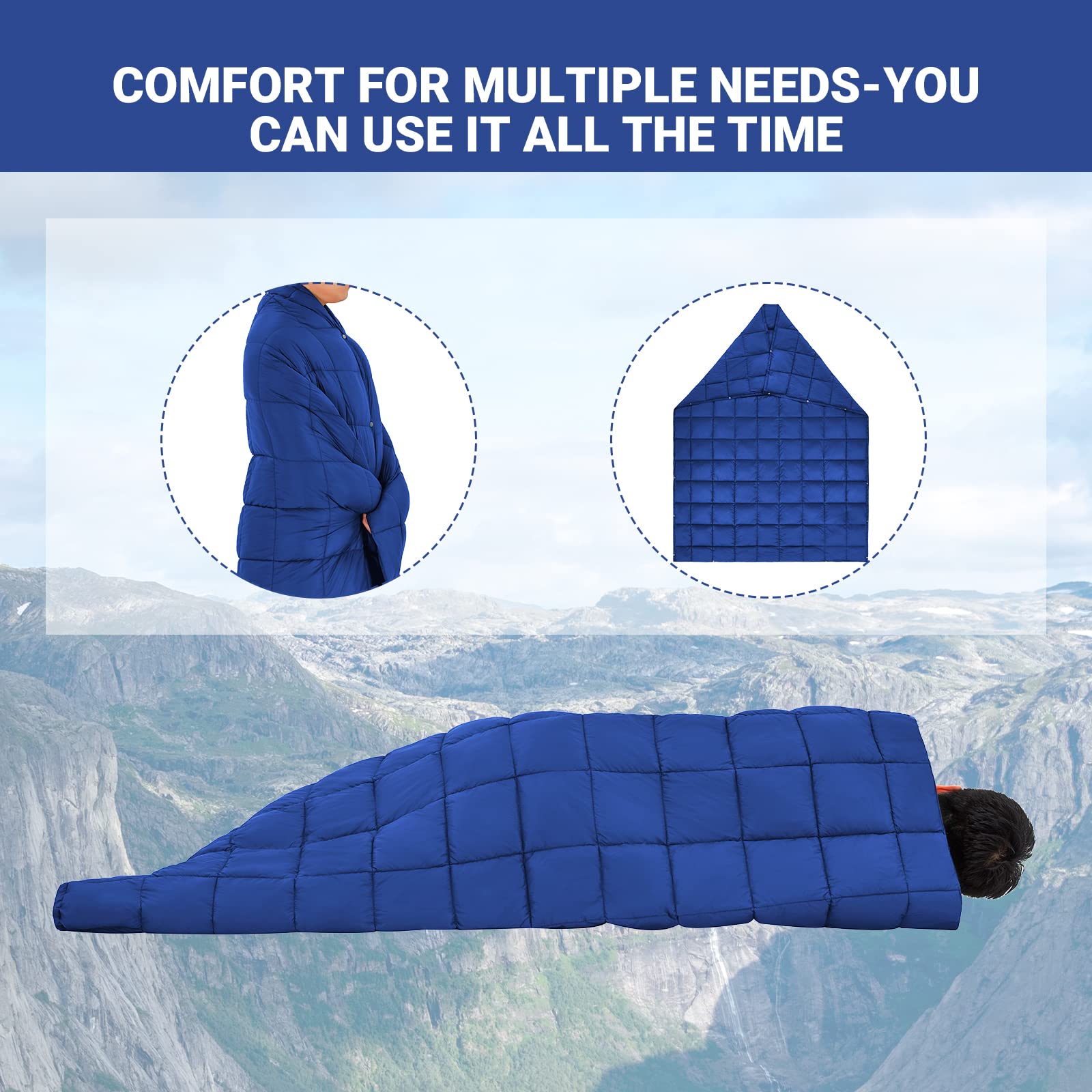 Couverture De Camping KingCamp Ultra Légère 0,57 Kg – Imperméable, Multifonction, 200x145 Cm, Pliable Avec Sac De Rangement, Pour Voyage, Rando Et Pique-nique