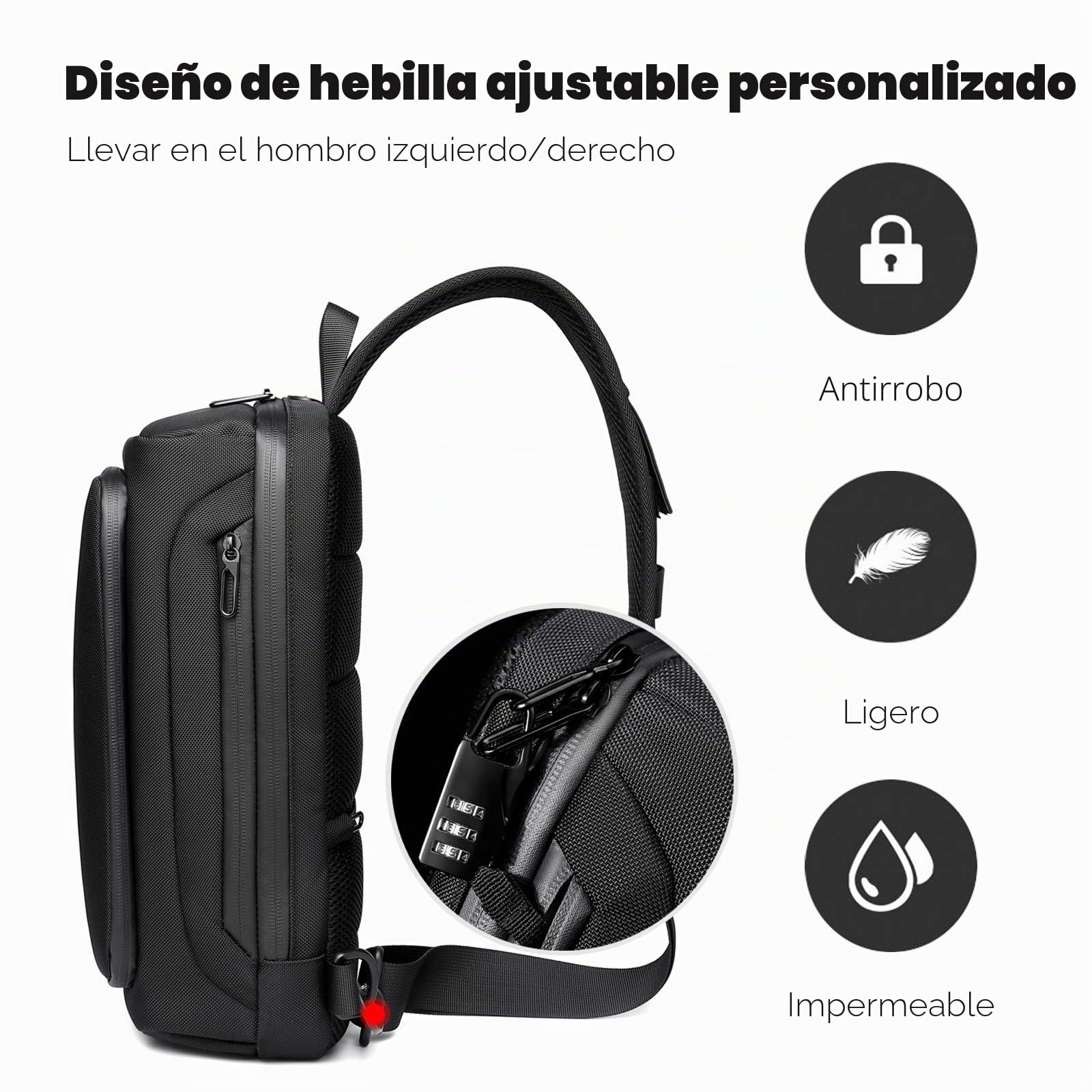 FANDARE Anti-Robo Bolso Pecho Bolsos de Hombre Mujer Sling Crossbody Bag Gran Bolsos Cruzados mit USB Bandoleras Cruzada Mochilas y Bolsas de automoción Viaje Deportes Ciclismo Montañismo