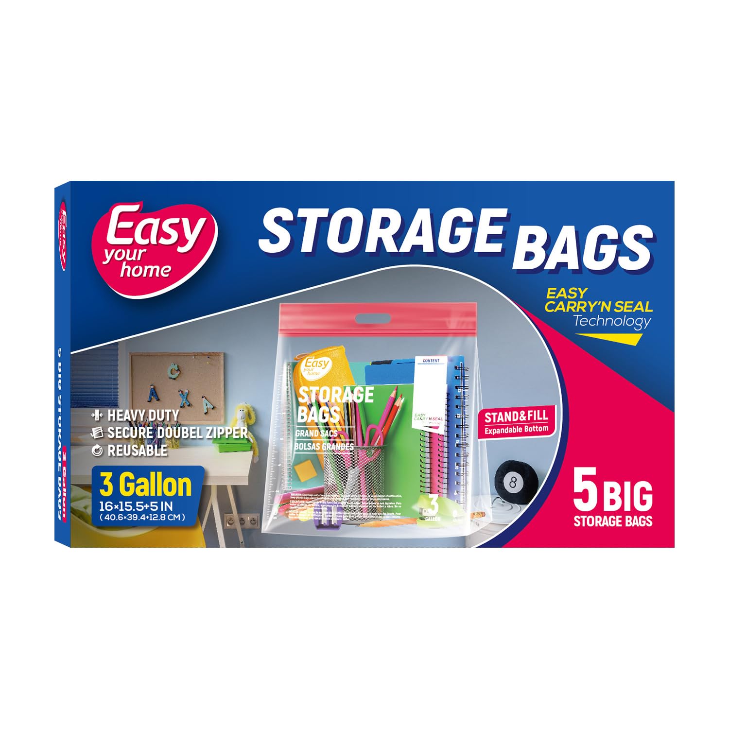 Gallon Zipper Lock Plastic Bags with Handle and Bottom16