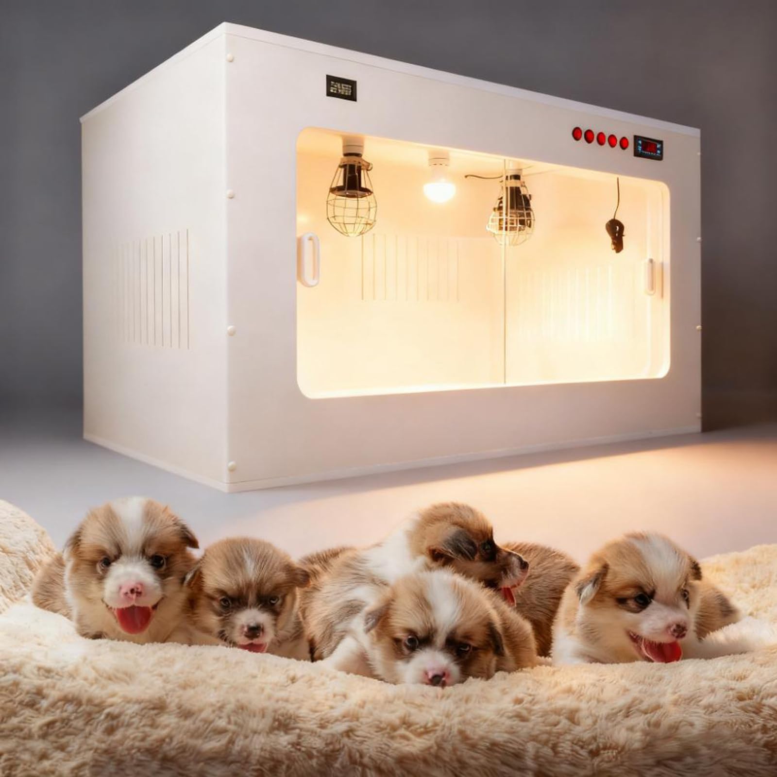 Criadero Grande para Mascotas con S istema de Calefacción, Incubadora de Temperatura Constante para Cachorros Recién Nacidos y Gatitos, Criadores Black-80 * 60 * 60cm