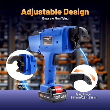 8-34mm Rebar Tying Machine, Automatic Rebar Tie Gun Steel Bar Rod Tying Binding Tool Rechargeable Handheld Electric Tying Tools with Plier & Toolbox (Blue)