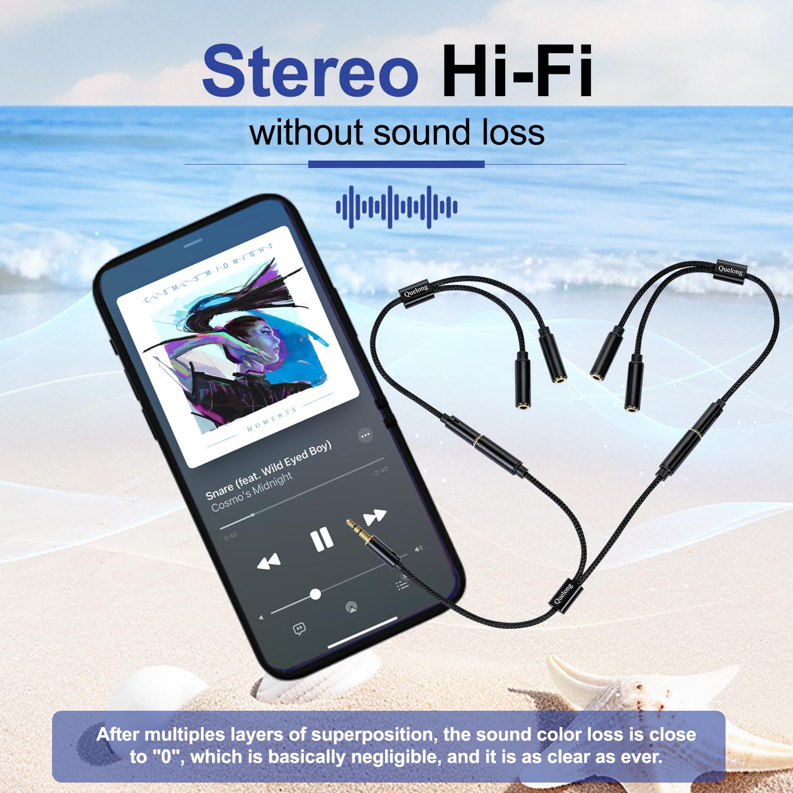 3 divisores de auriculares, cable de extensión trenzado de nailon para auriculares, divisor en Y estéreo de alta fidelidad de 3,5 mm, 2 hembra, 1 macho, adecuado para teléfonos, PS4