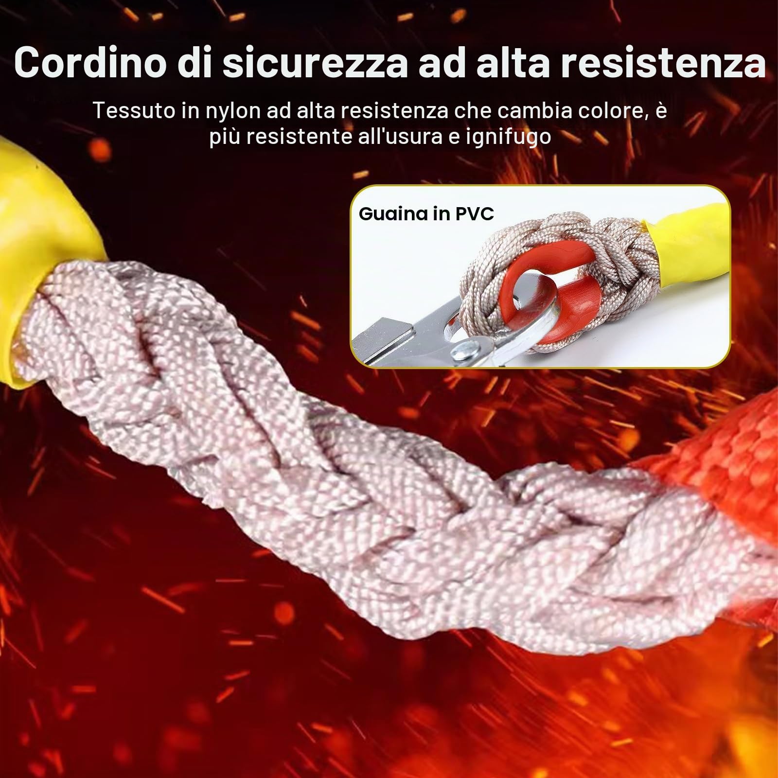 Dispositivo Anticaduta Retrattile Certificato(Giallo,10 Metri) | 150kg Dispositivo Retrattile di Sicurezza Anticaduta con Gancio Autobloccante, Dispositivo Anticaduta Tetto e Lavoro Aereo