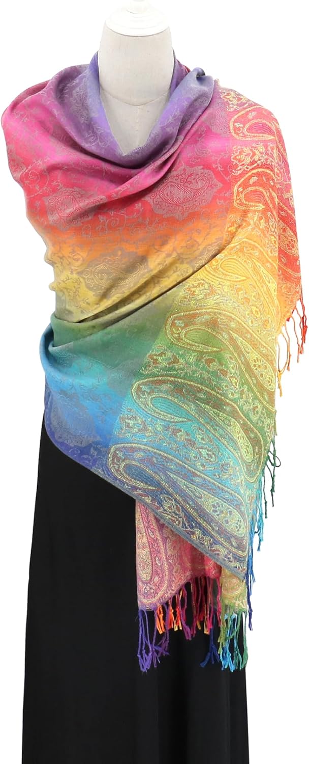 Rave Pashmina Scarf, Fashion Colorful Shawls and Wraps Soft Festival Scarves - Image 3