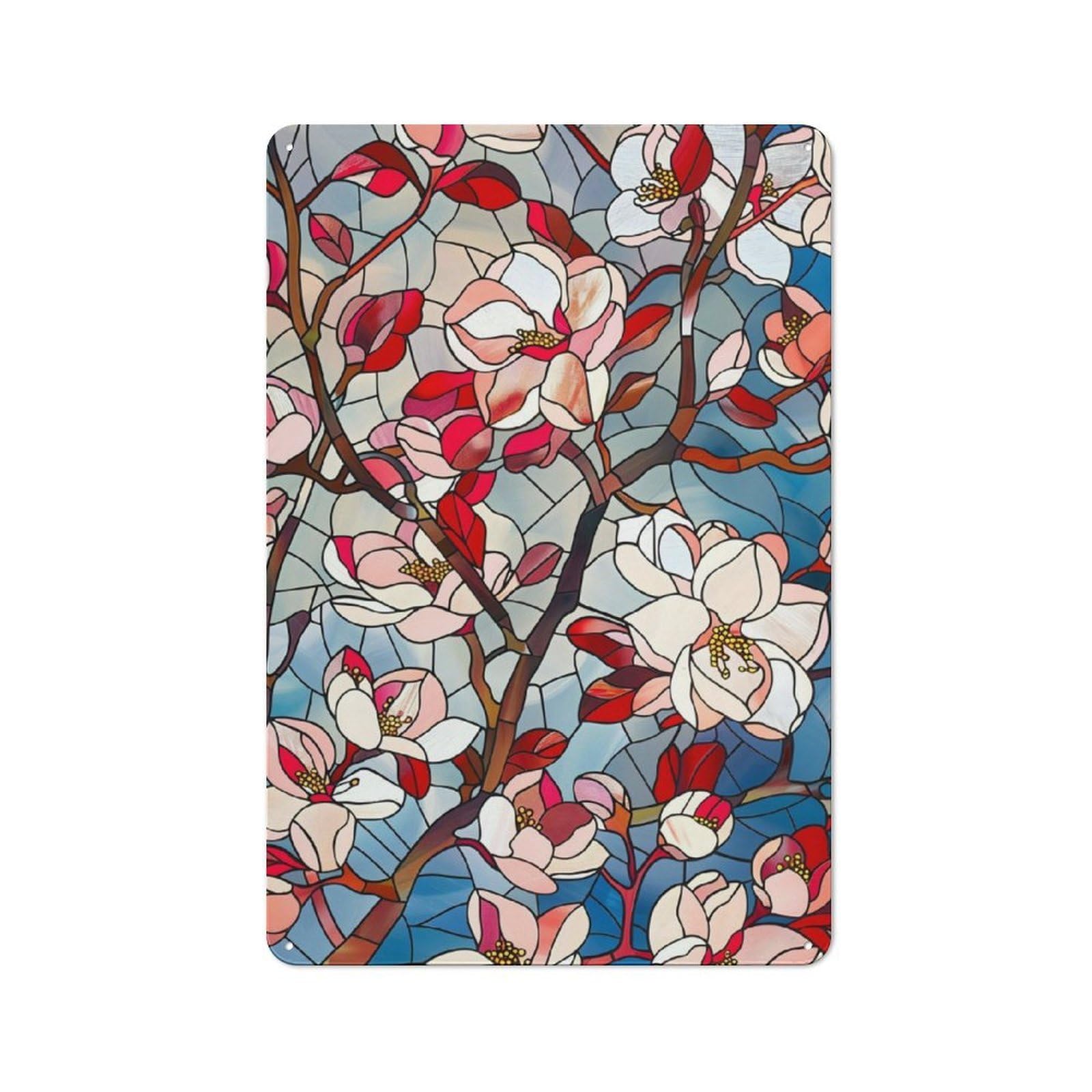 Junmoney Spring Cherry Blossoms Metal Sign 30X20cm With For Home Bar Wall, Rustic Decor, For Collectors Decorating Home Bars And Entertaining Spaces