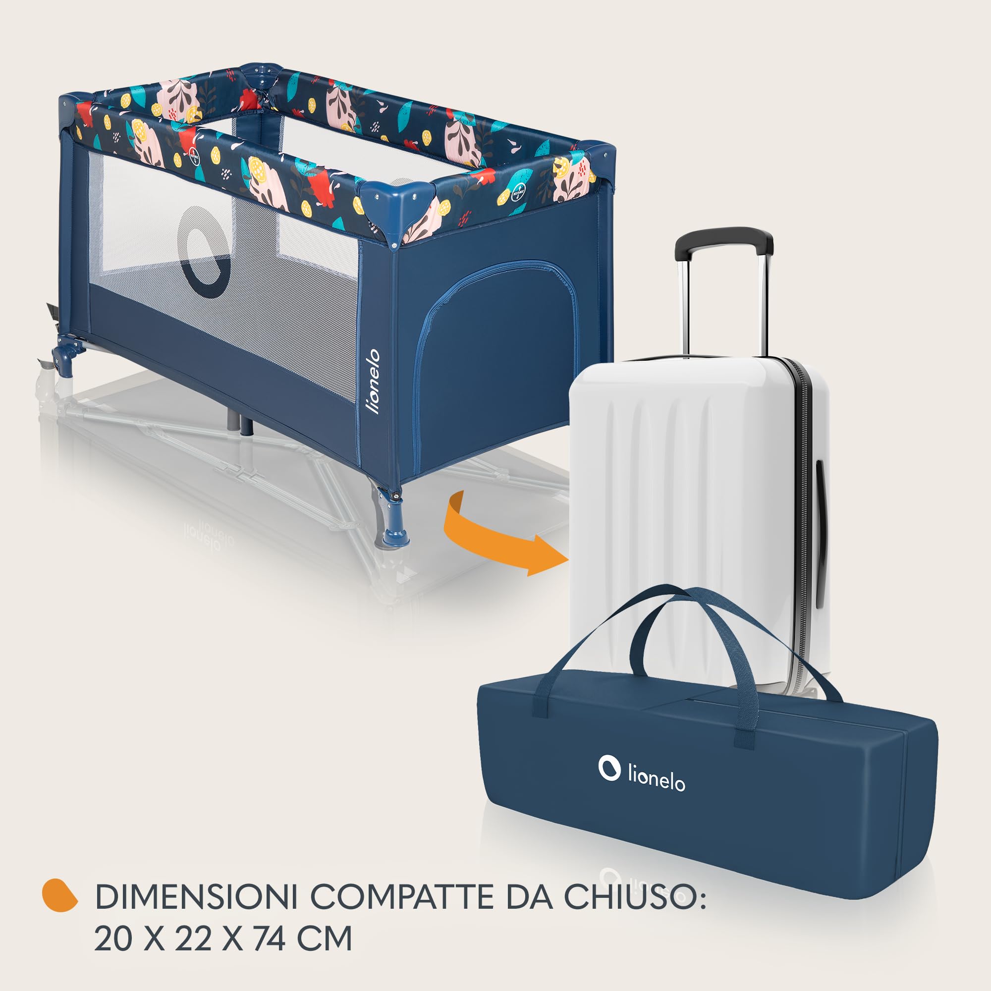 LIONELO Stefi Lettino neonato da viaggio pieghevole con materasso, Dalla nascita fino a 3 anni, Lettino da campeggio con entrata laterale, Le pareti realizzate in rete, Borsa, Route