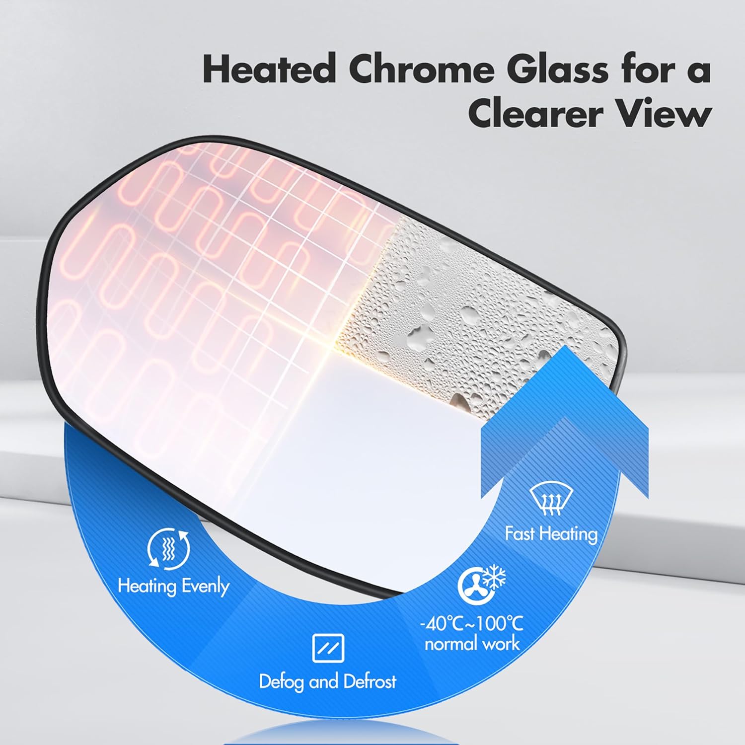 Left Driver Side Mirror Replacement for Honda CRV Side Mirror, 2007 2008 2009 2010 2011 - Heated Chrome Rear View Mirror Glass with Backing Plate and Cushion, Truck Mirrors