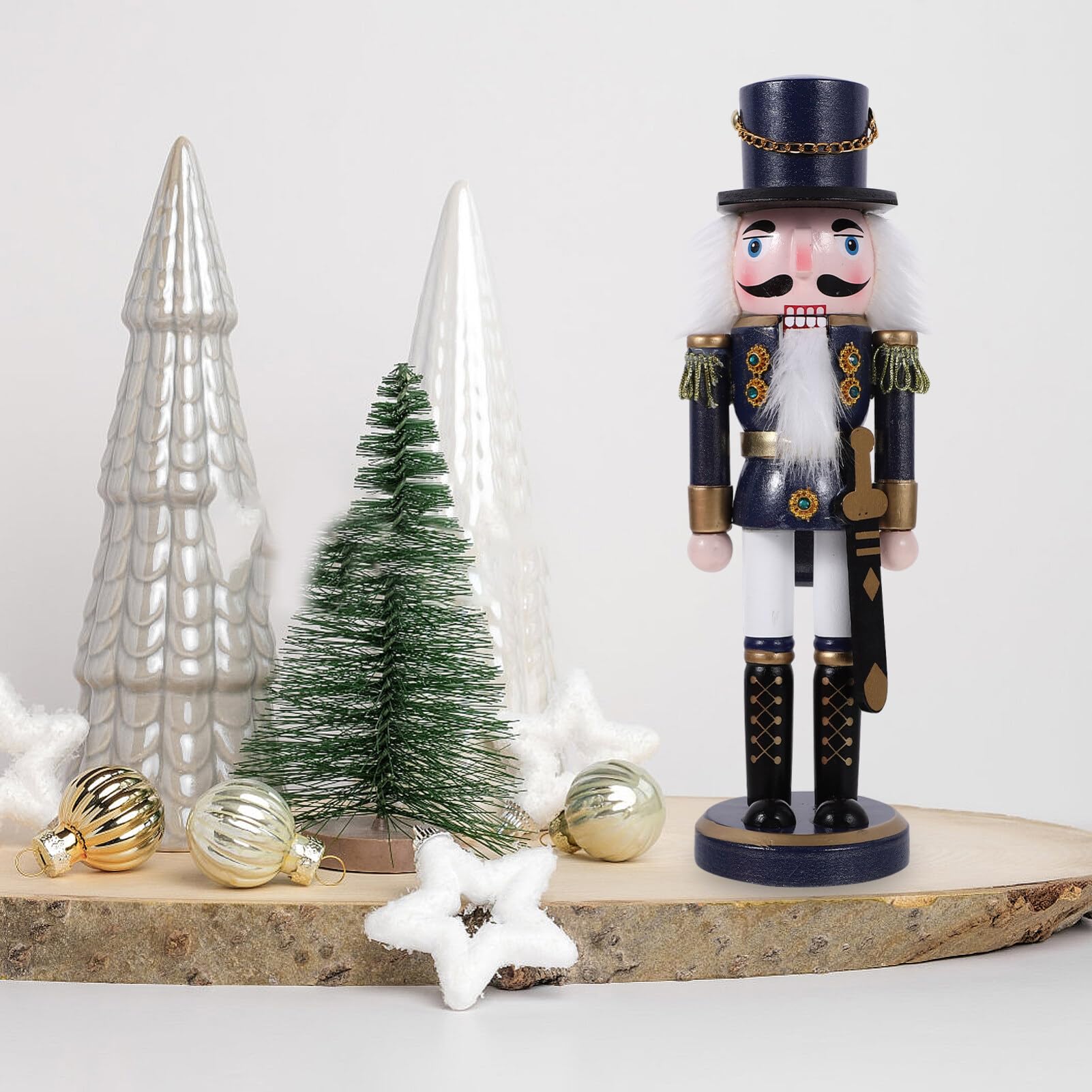 ガラス製ブルーのくるみ割り人形クリスマスオーナメント Amazon.co.jp