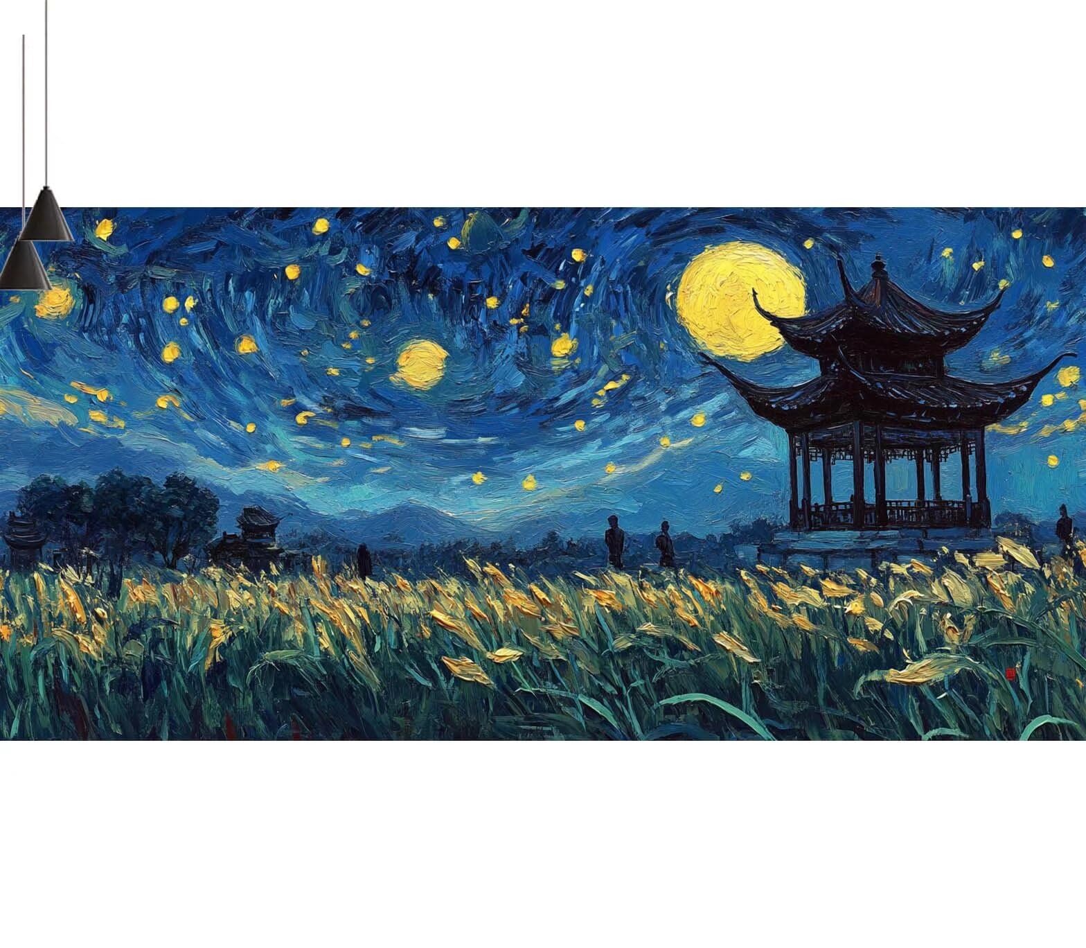 Dipingere con i Numeri per Adulti Bambini, Paint by Numbers con Pennelli Pittura a Pigmento Acrilico, Fai Da Te pittura di Numeri Kit Decora la casa Regalo (Senza Cornice)- Sogno,Luna 90x260cm V-658