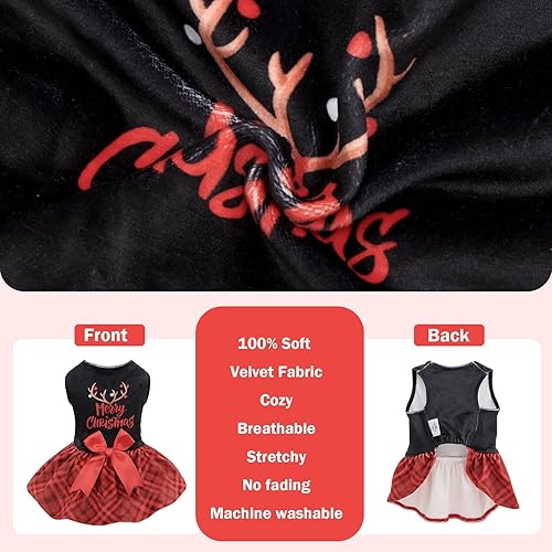 Miniatura 136 de CuteBone - Vestido de terciopelo para perros pequeños, para cachorros, ropa rosa para perros CVA02M-D