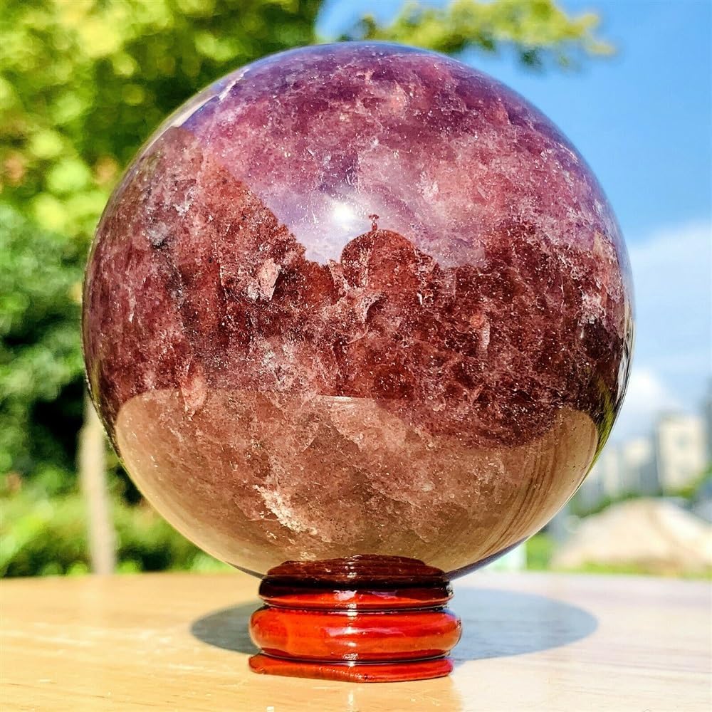 Strawberry Quartz Crystal Ball Crystals Ornaments (Size : 150-200g)