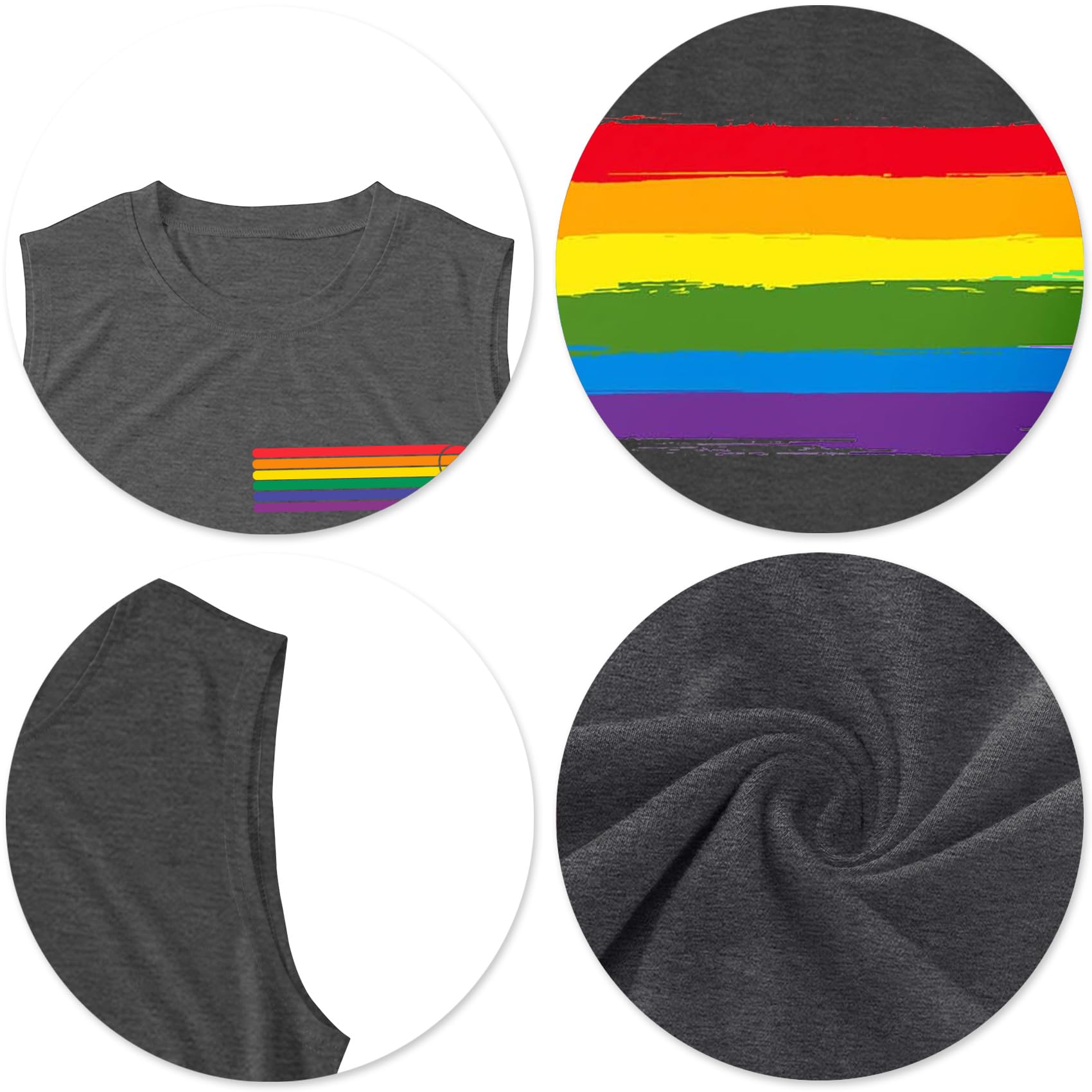 VVNTY Pride - Canotta da uomo con stampa arcobaleno, senza maniche, estiva, gay, LGBTQ Month