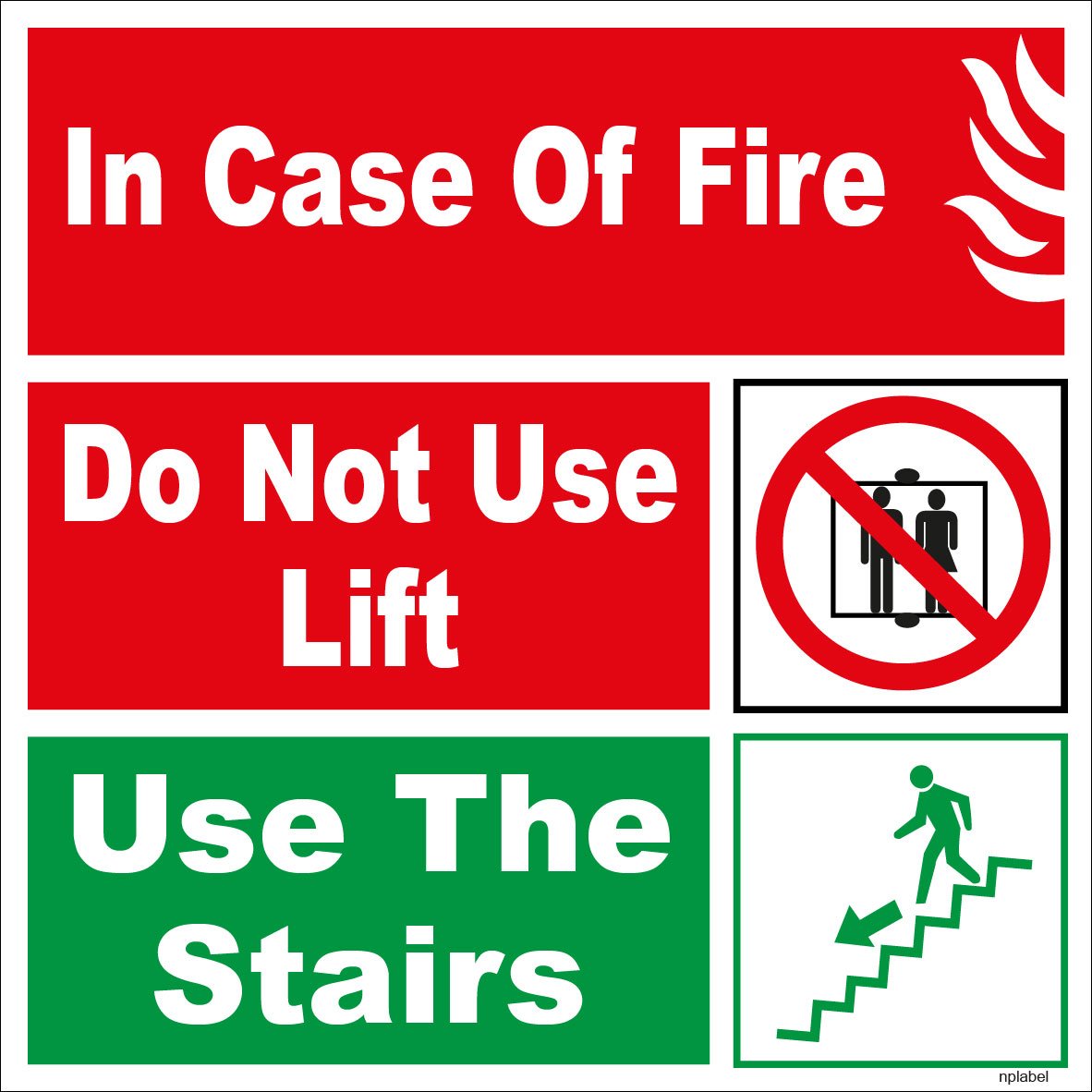 Buy in Case of Fire Do Not Use Elevators Use Stairs Warning Stickers