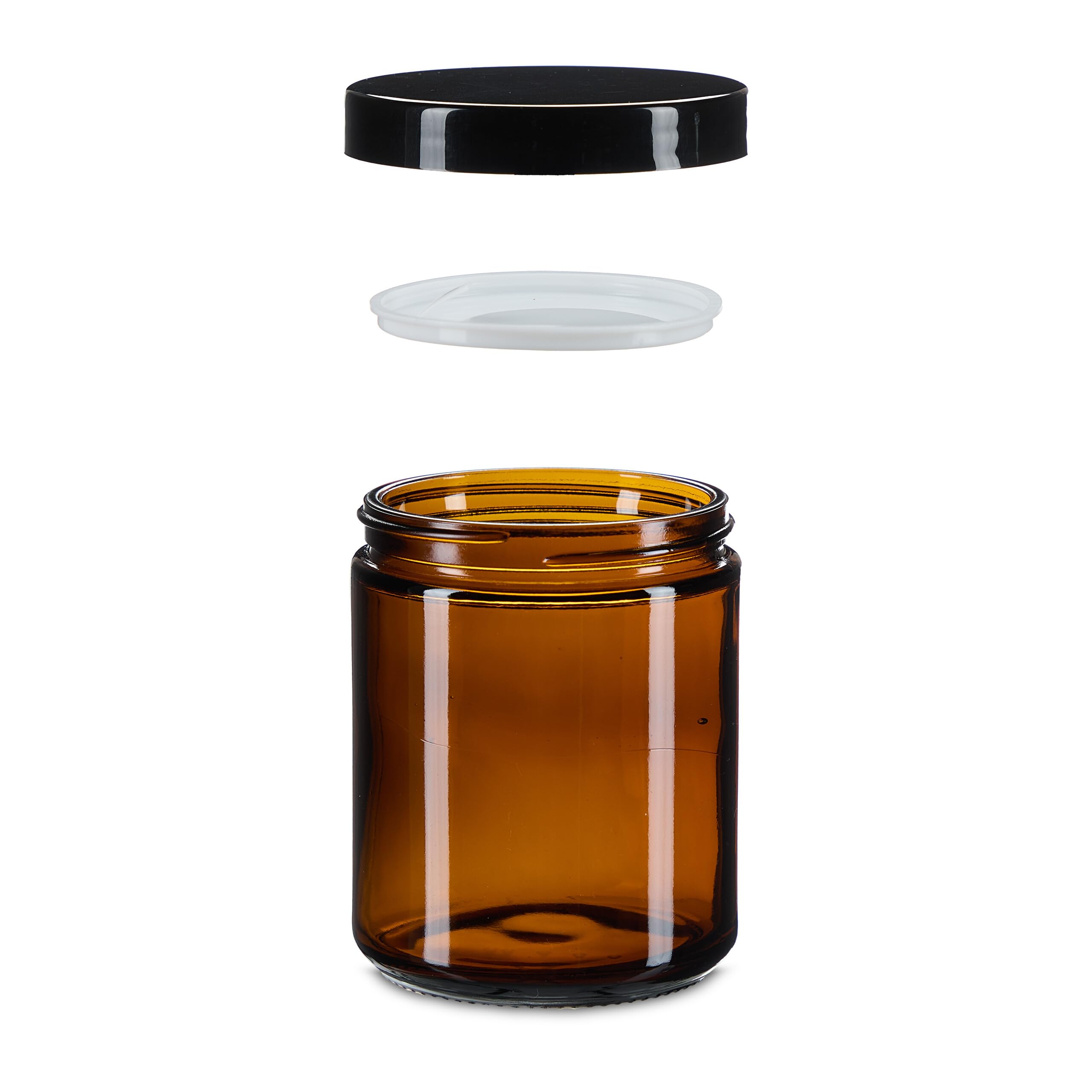 Relaxdays Vasetti di Vetro per Creme e Cosmetici, 12 Contenitori Vuoti 240 ml, Etichette, Barattoli da Viaggio, Marrone