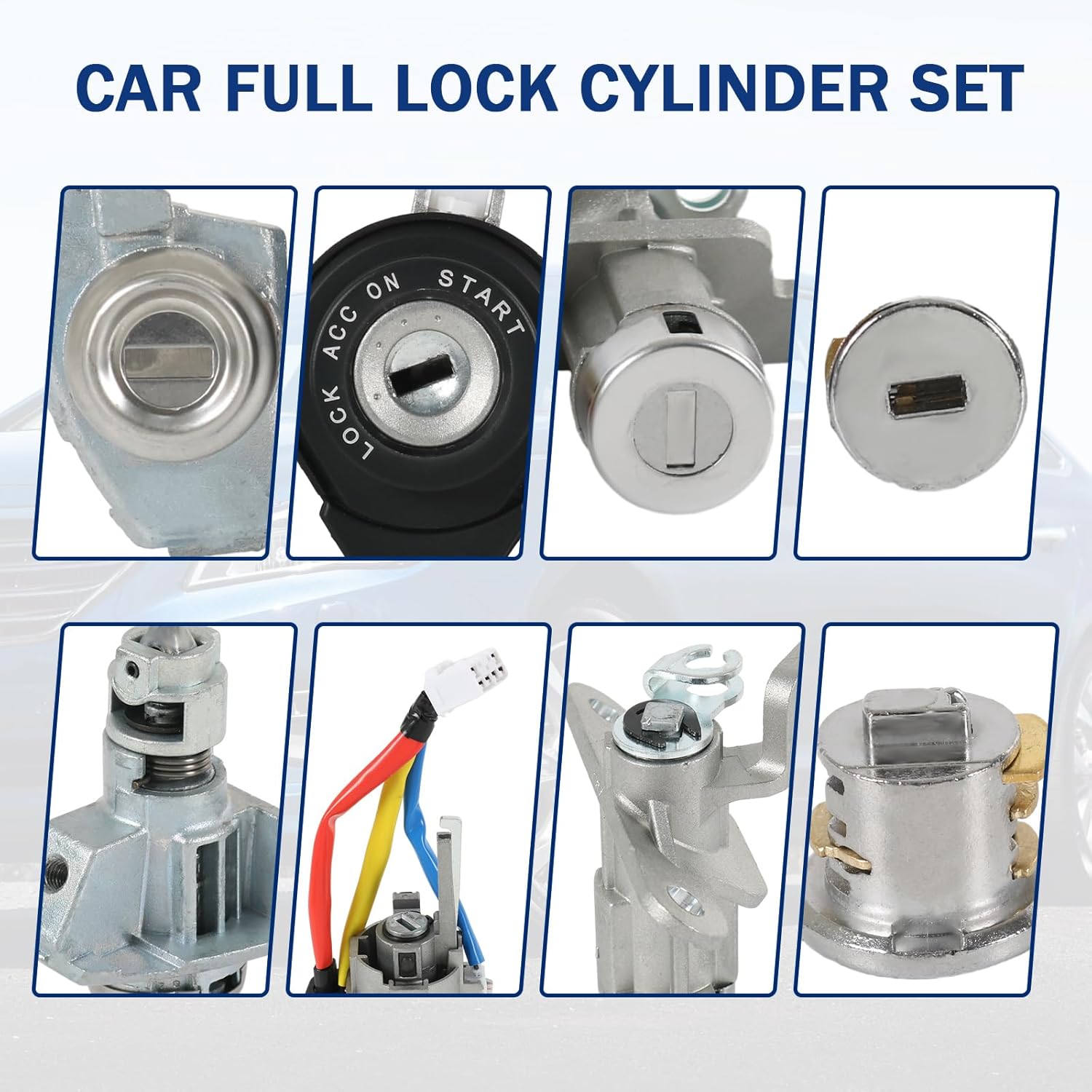 Full Lock Cylinder Set Key Ignition Start Barrel Compatible with Hyundai Sonata 2015-2019 Sonata Hybrid 2016-2019 Replace# 81970-C1A00