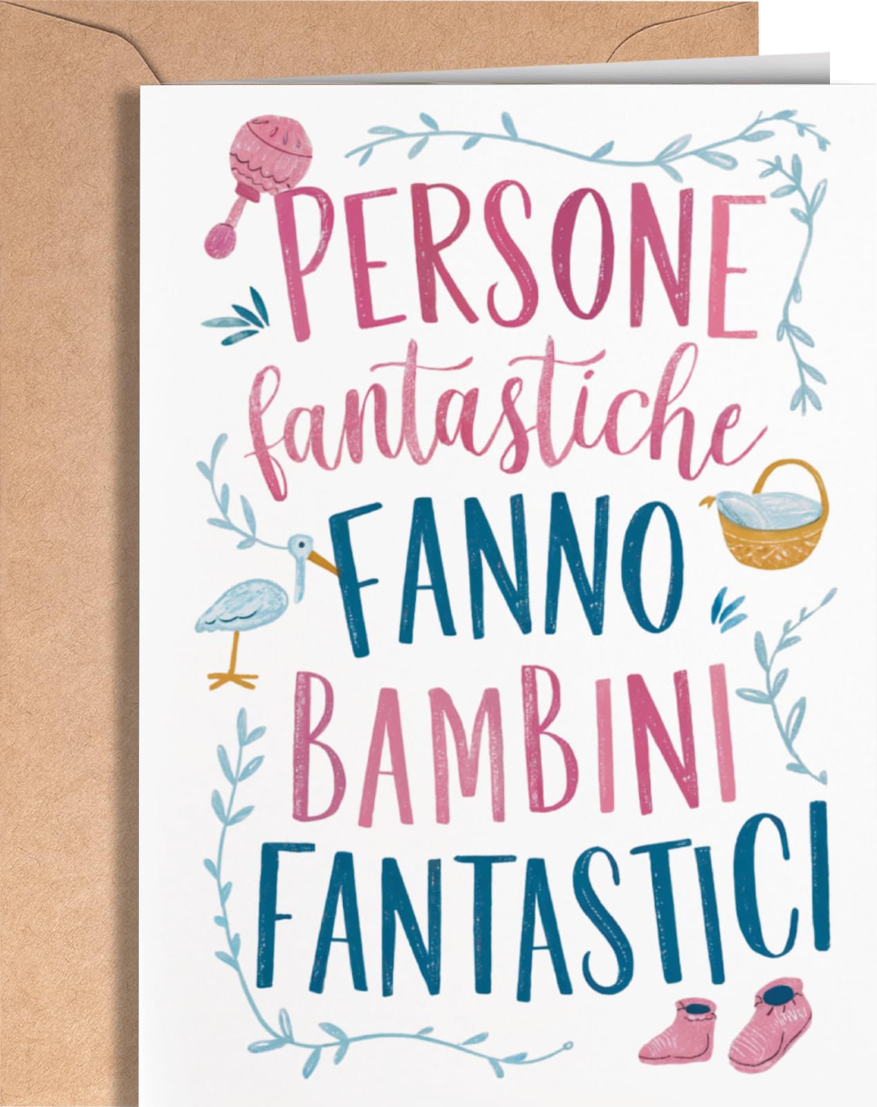 Biglietto di Auguri per Nascita Bimba Bimbo Battesimo Bambino Bambina Baby Shower EU 131