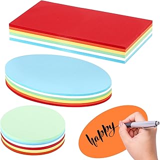 Juego de 540 Tarjetas de Moderación, Flashcards Circulares, Ovaladas y Rectangulares, Tarjetas de Aprendizaje en Blanco para Escuela, Oficina, Presentación (3 Stlie + 6 Colores)