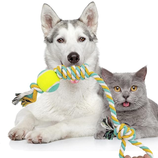 Foto 4 de 6 de BPS Nudo Algodón Juguete Cuerda para Perros Mediano/Pequeño de Algodón para Salud Mental Dental del Perro…