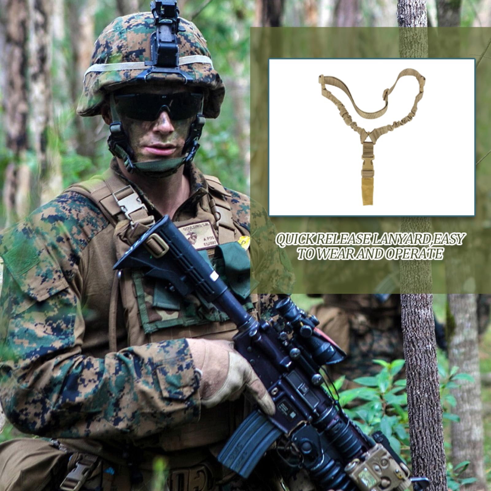Point Sling Tattico della Pistola, Rifle Strap con Veloce Clip Tactical Gun Tracolla Regolabile Airsoft Cinghia Cinturino Tattica Pistol Singolo Fionda Corda Spalla per Softair Fucile da Caccia