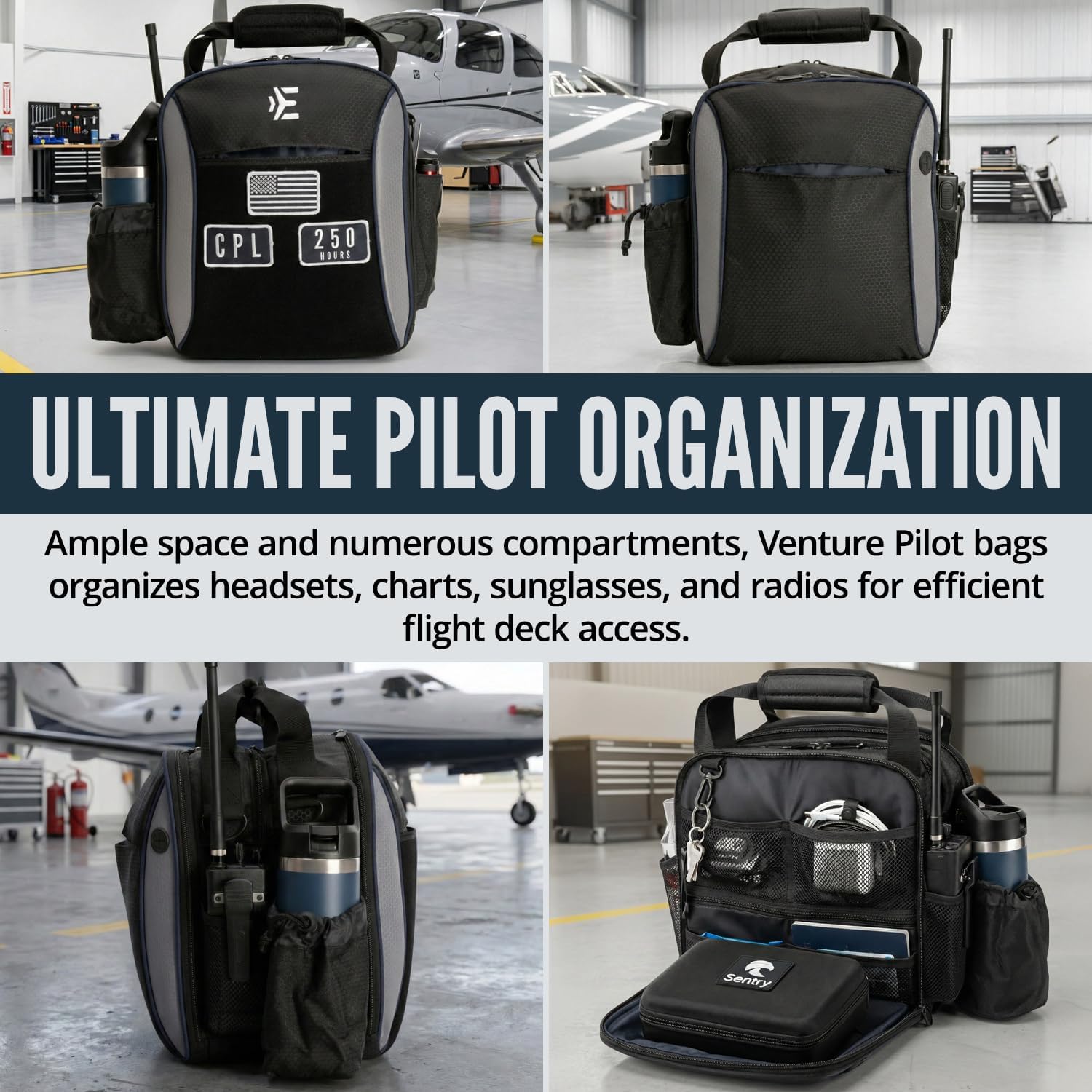 EntireFlight Flight Bag For Pilots - Pilot Bag Carries All Required Pilot accessories and Gear Including Your Kneeboard, Ipad, And Aviation Headset - Great Gifts for Students & CFIs
