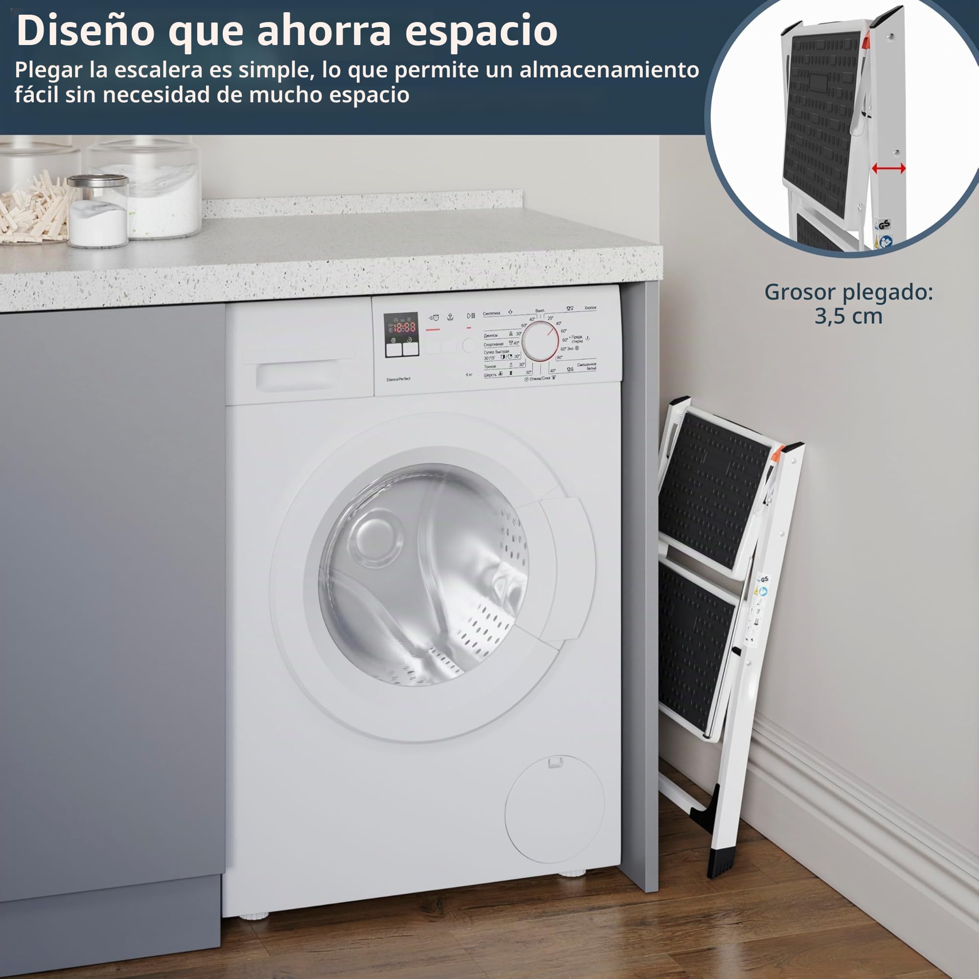 Home Vida – Potro Plegable con Goma Antideslizante, Resistente, de Metal, de Dos escalones y de Color Negro y Blanco