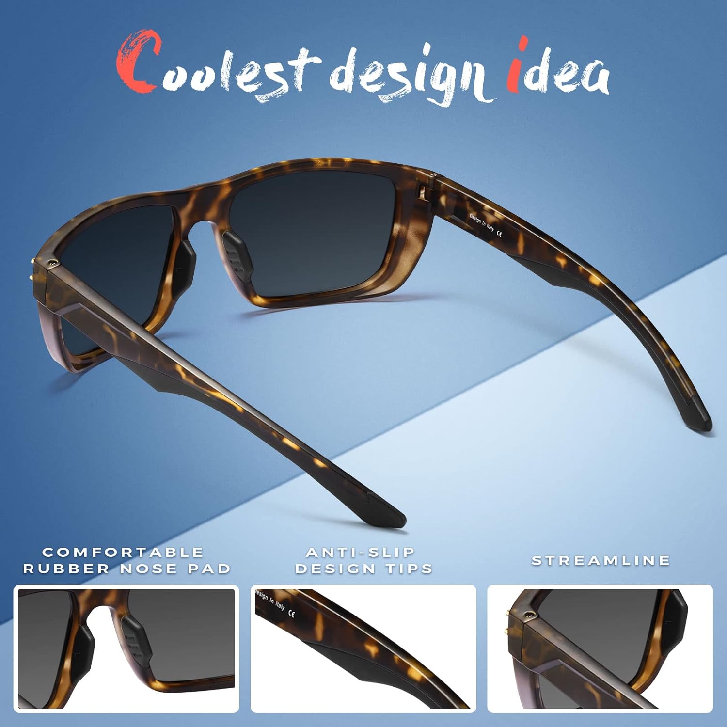 CARFIA Sport Cycling Polarized Sunglasses for Men Driving Fishing Hiking Boating Square Wrapround Glasses - Image 7