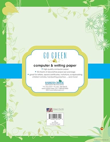 Miniatura 2 de Barker Creek Papel de computadora de diseño, Go Green, 8.5 x 11 pulgadas, papel de impresora decorativo, papelería, 50 hojas por paquete,