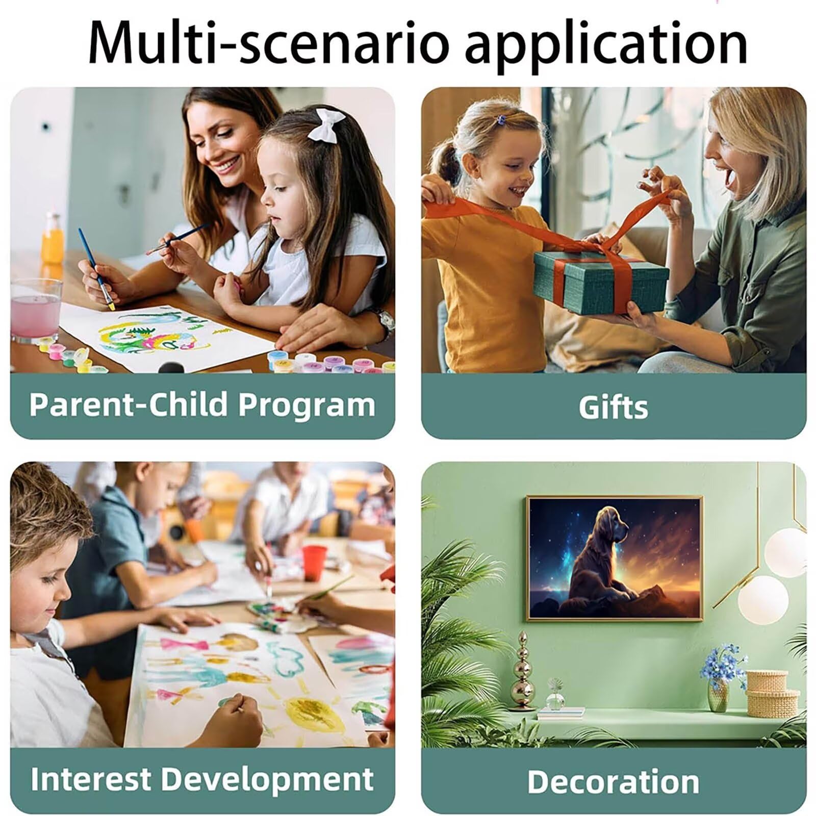 Pintar por Numeros Adultos Cielo estrellado, Pintar por Numeros Niños Kit Manualidades Adultos Perro Cuadros para Pintar por Numeros Pintura Acrílico, Cuadros Decoracion Salon Modernos 80X160cm 7w-4-5