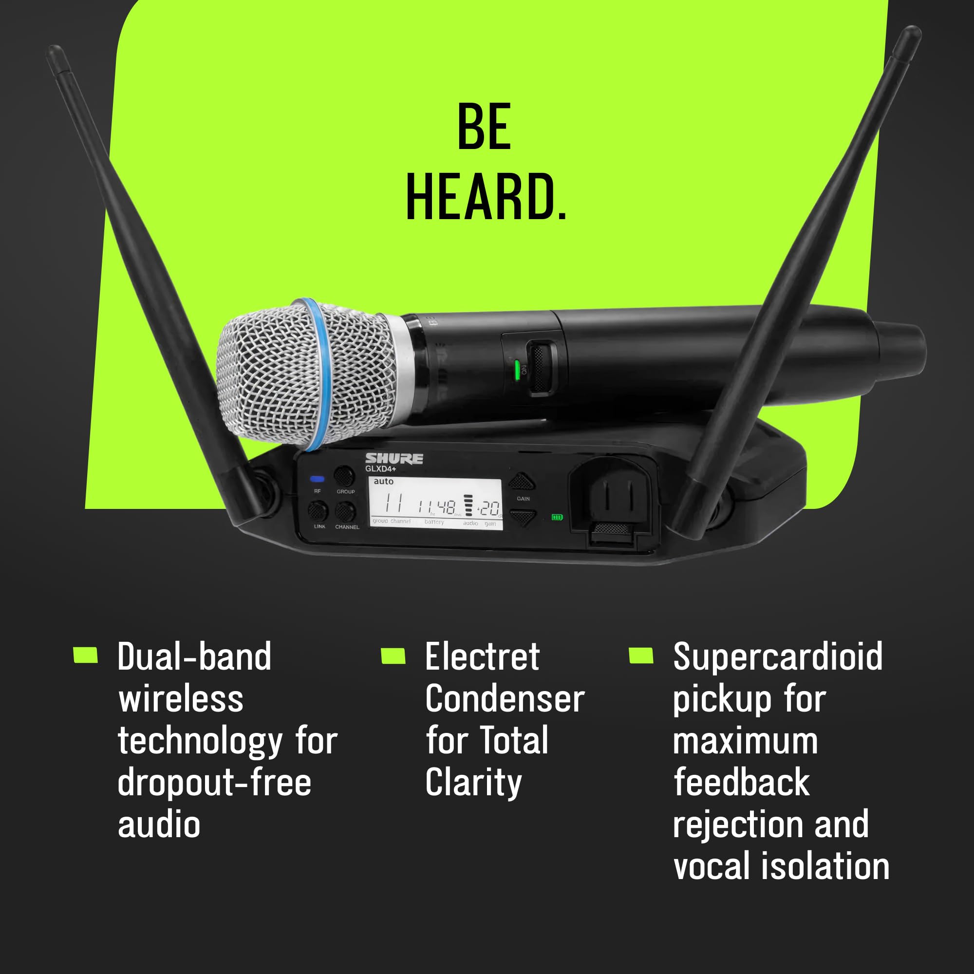 Amazon.com: Shure GLXD24+/B87A Dual Band Pro Digital Wireless