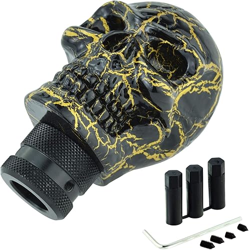 Vista 31 de Lunsom Pomo de palanca de cambios de resina, con cabeza de palanca de cambios de calavera para transmisión de automóvil, se adapta a la mayoría