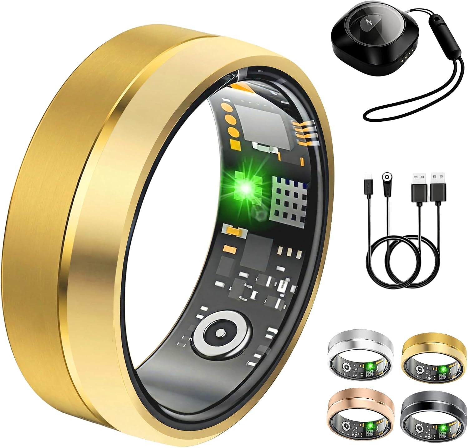 Smart Ring for Women Men, Health Tracker Ring, 5ATM Waterproof Gold,9