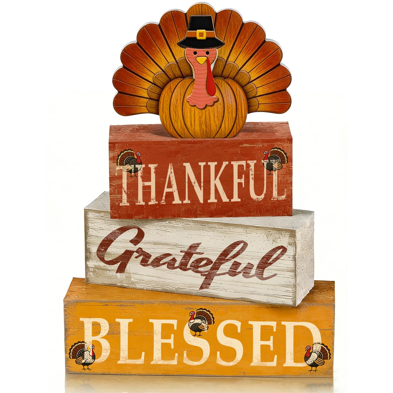 Plateaux à étages en bois d'automne pour une déco de table rustique de Thanksgiving