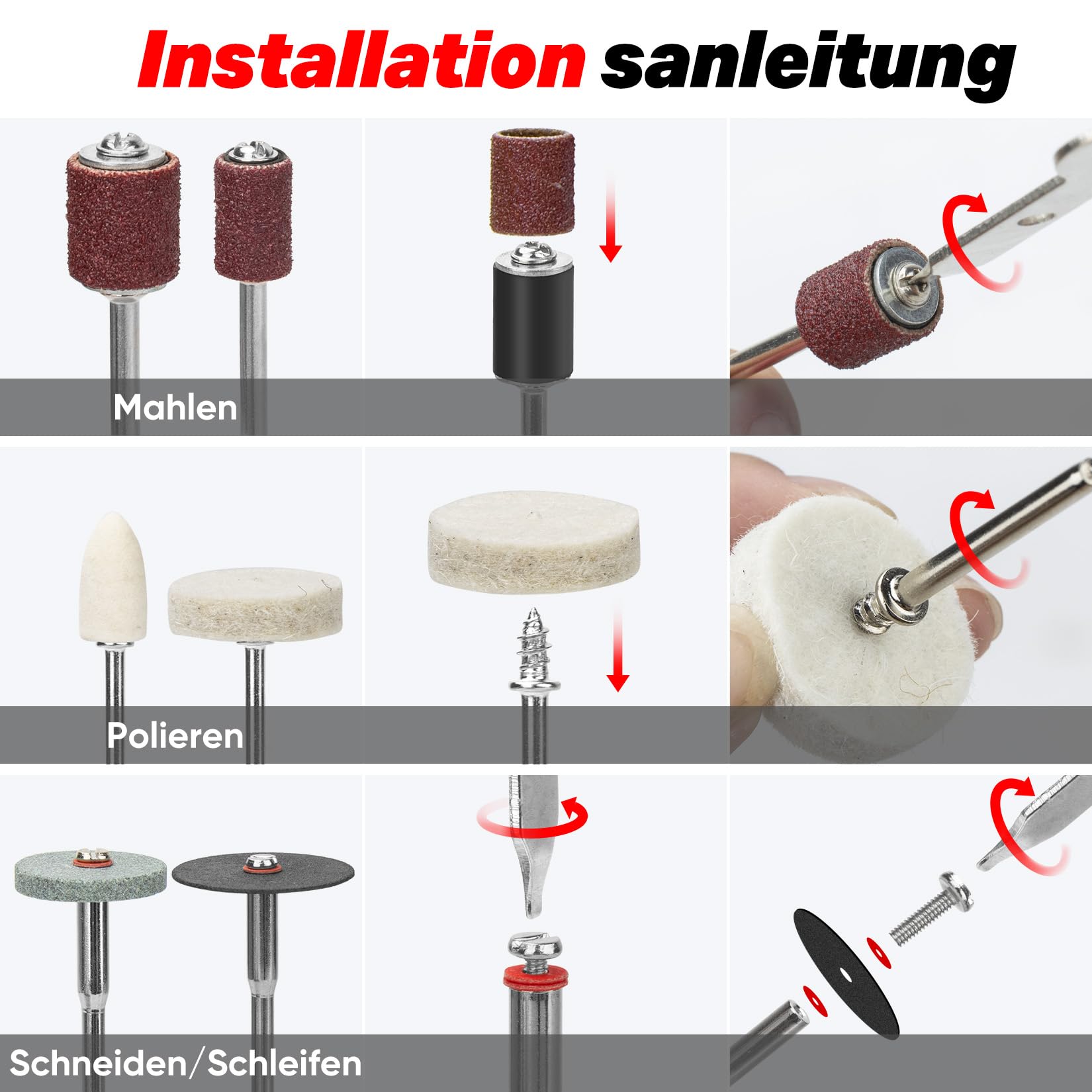 SHALL Multifunktionswerkzeug Zubehör Set 508-teilig Drehwerkzeug Mehrzweck Zubehörset für Schneiden, Schleifen, Bohren, Gravieren & Polieren | Dremel-kompatibel
