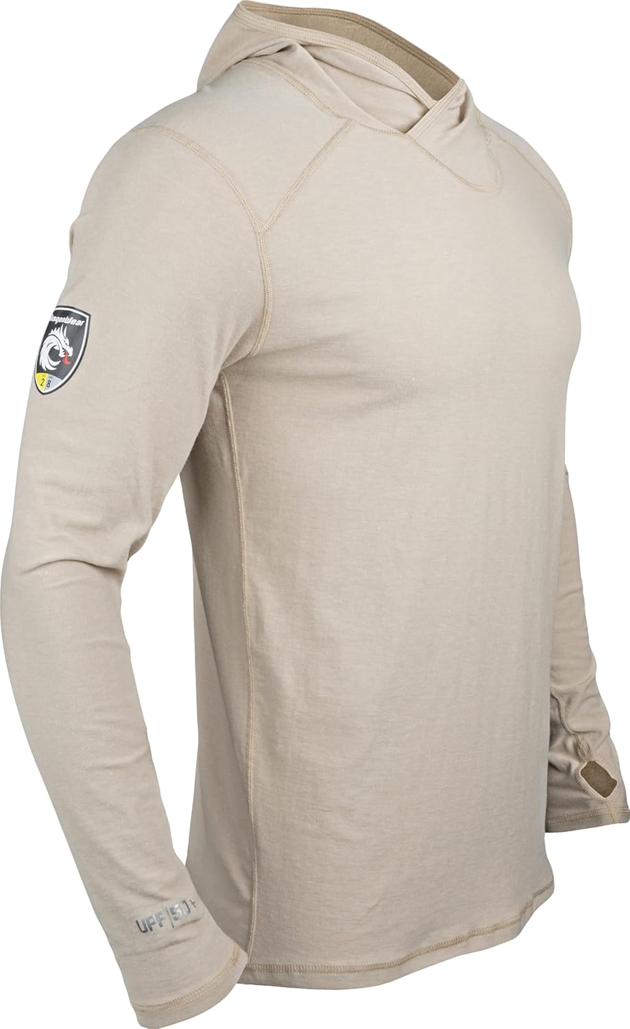 Dragonwear Men's FR Shirt with Hood Lightweight 6oz Inherently Flame Resistant Long Sleeve Base Layer UPF50+ CAT2 NFPA70E