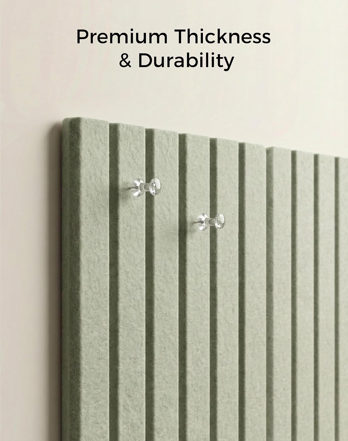 Aothia 12-Pack Felt Bulletin Board Tiles 48"x36", Modular Pin Board for Notes, Photos & Mood Boards, Cork Board Alternative for Smooth Walls, 0.35" Thick, 70 Adhesive Tabs & 40 Pins, Sage Green