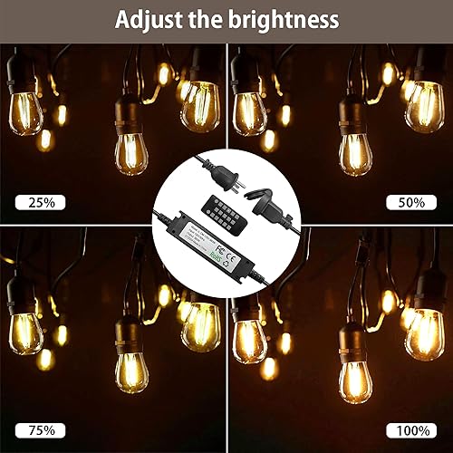 Miniatura 7 de Banord Cadena de luces LED inastillables para exteriores de 51 pies y atenuador de intensidad de 360 W