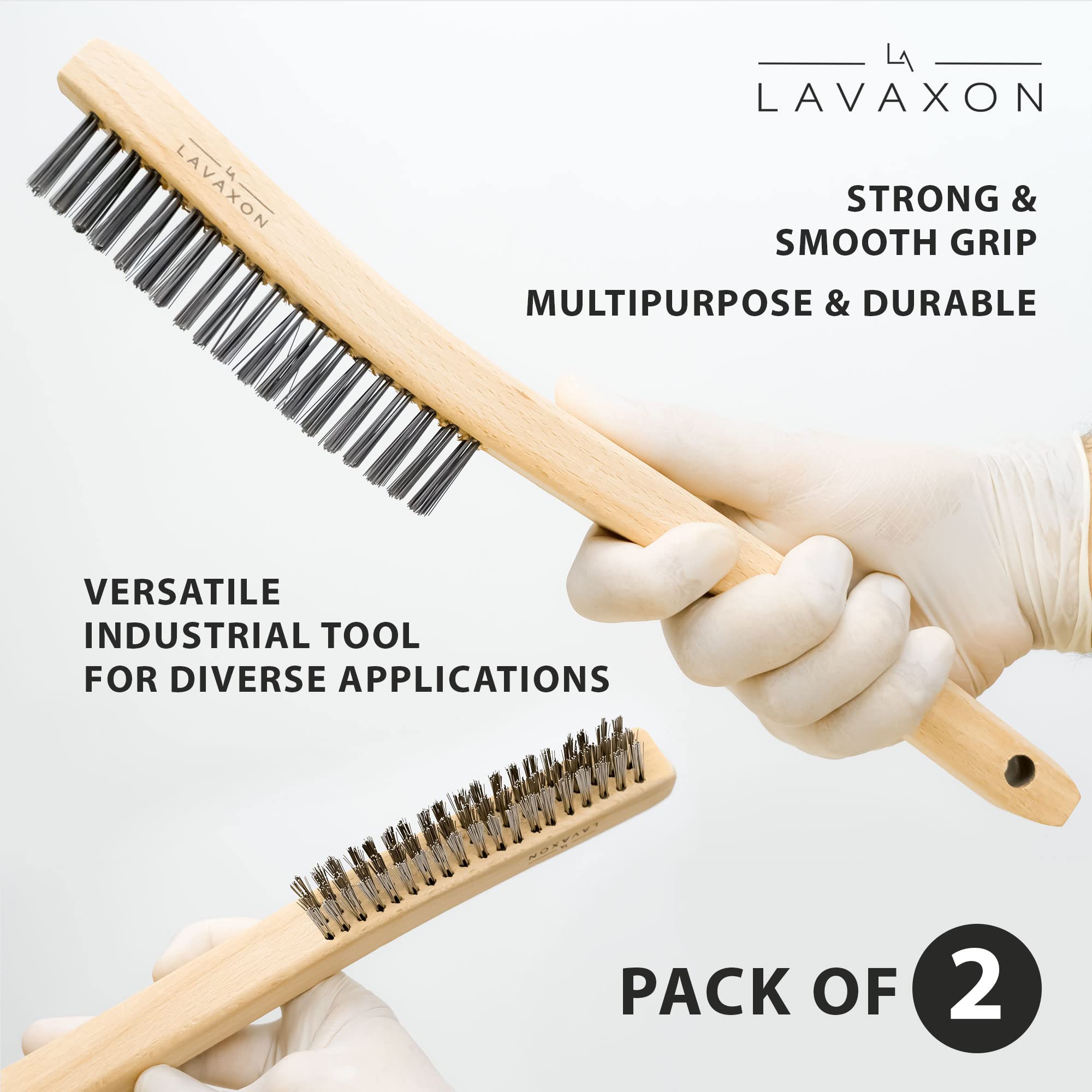 Lot De 2 Brosses Métalliques Avec Manche En Bois, Brosse Métallique