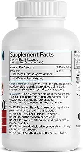 Miniatura 2 de Bronson Melatonina 10mg Comprimidos con sabor a cereza de disolución rápida, pastillas masticables vegetarianas, 100 unidades