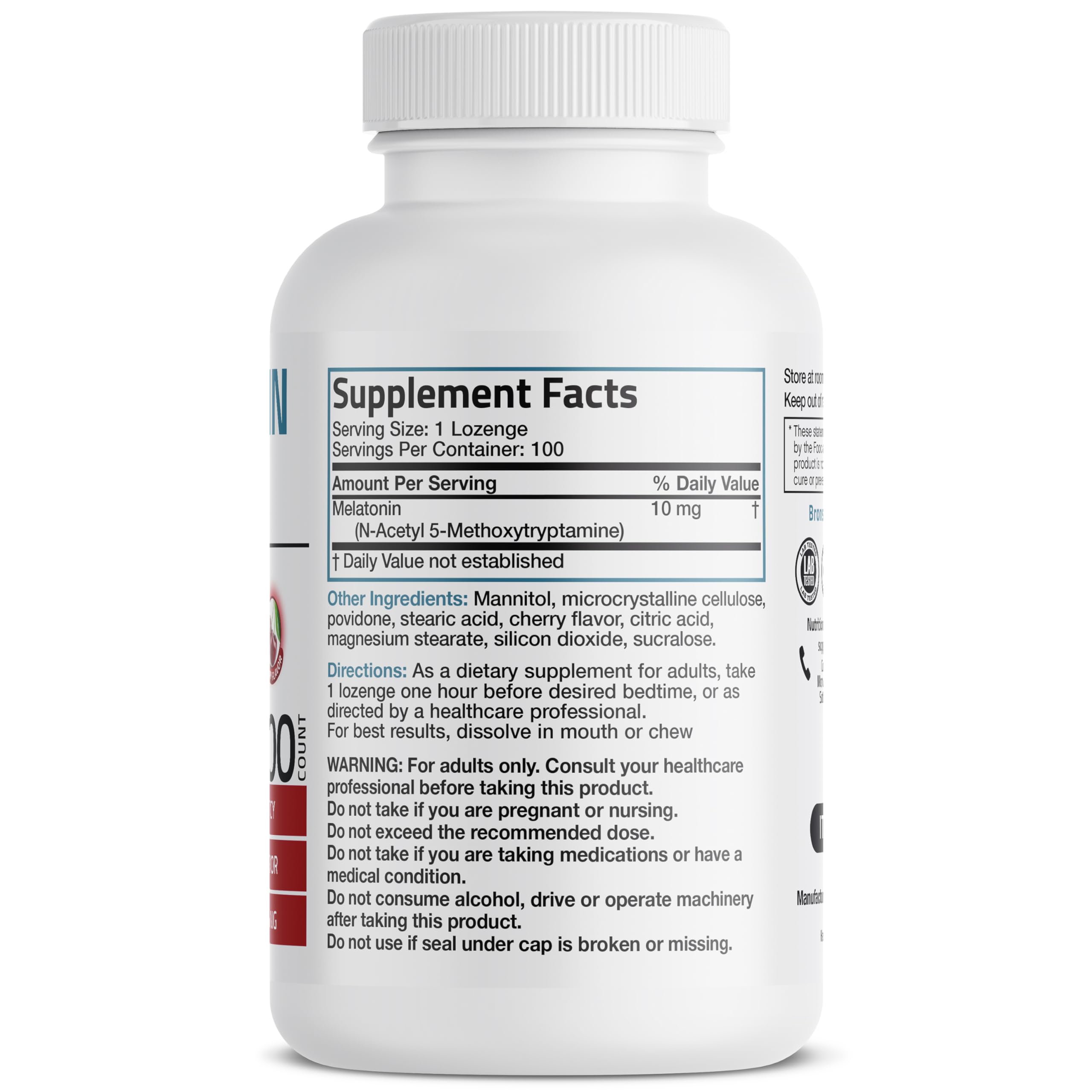 Bronson Melatonin 10 mg Sleep Support, Fast Dissolve Cherry, 100 Tablets — Amazon image 2