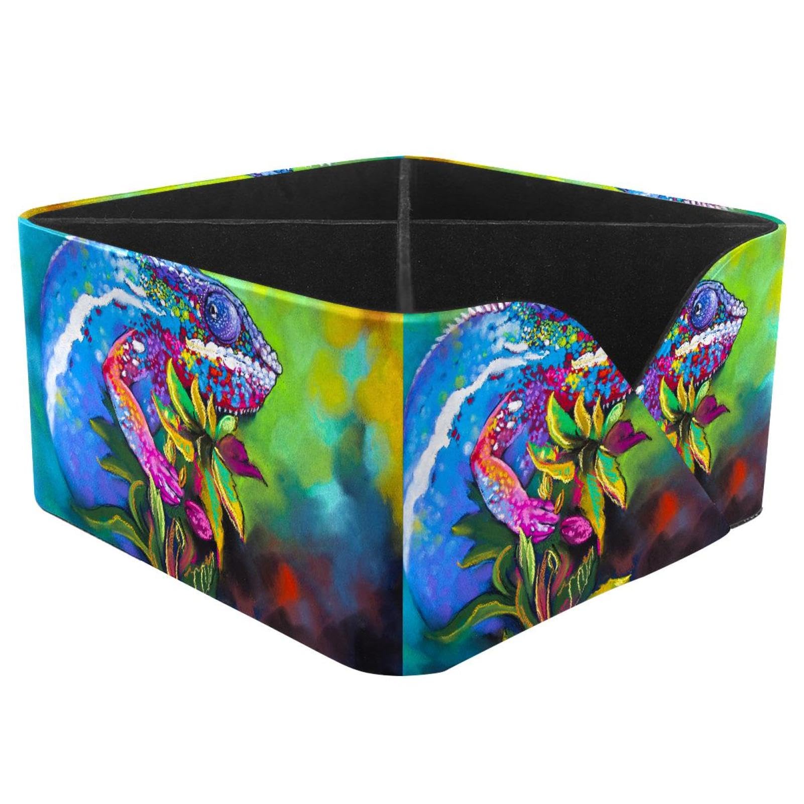KengjuTesu Chameleon Desktop Organizer Pen Holder, Rectangular Pencil Cup for Office, Study and Makeup Stations