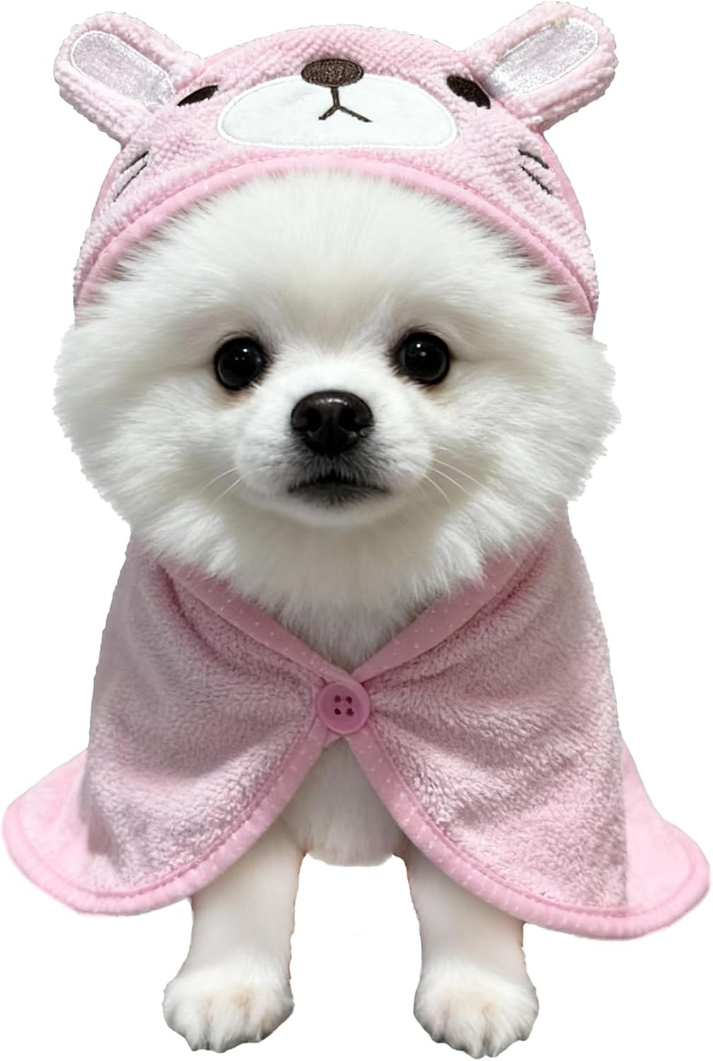IOICYBF Dog Hooded Bathrobe Towel - Fast Drying Microfiber Absorbent Warm Blanket for Pets, Pink Small S