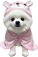 IOICYBF Dog Hooded Bathrobe Towel - Fast Drying Microfiber Absorbent Warm Blanket for Pets, Pink Small S