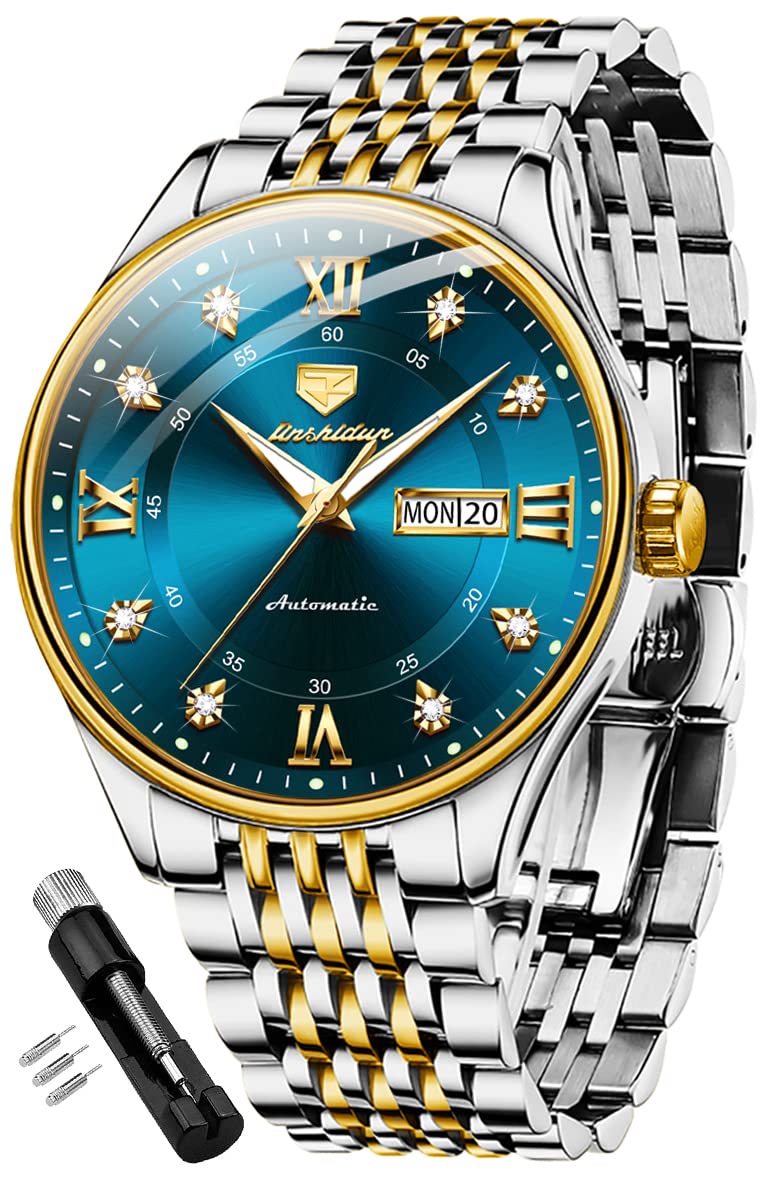 OLEVS Automatic Mens Watches Self Winding Mechanical Business Luxury Dress Wrist Watch Stainless Steel Waterproof Luminous Day Date