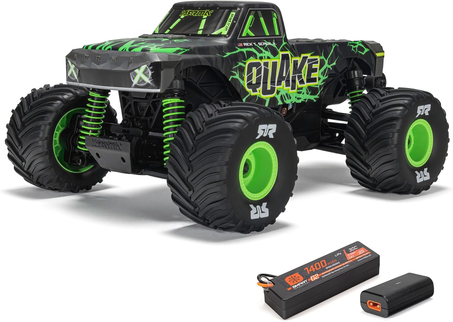 ARRMA RC Truck 1/16 Quake GROM 4X4 RTR Brushed Monster Truck (Battery & Charger Included), Green, ARA2137T2