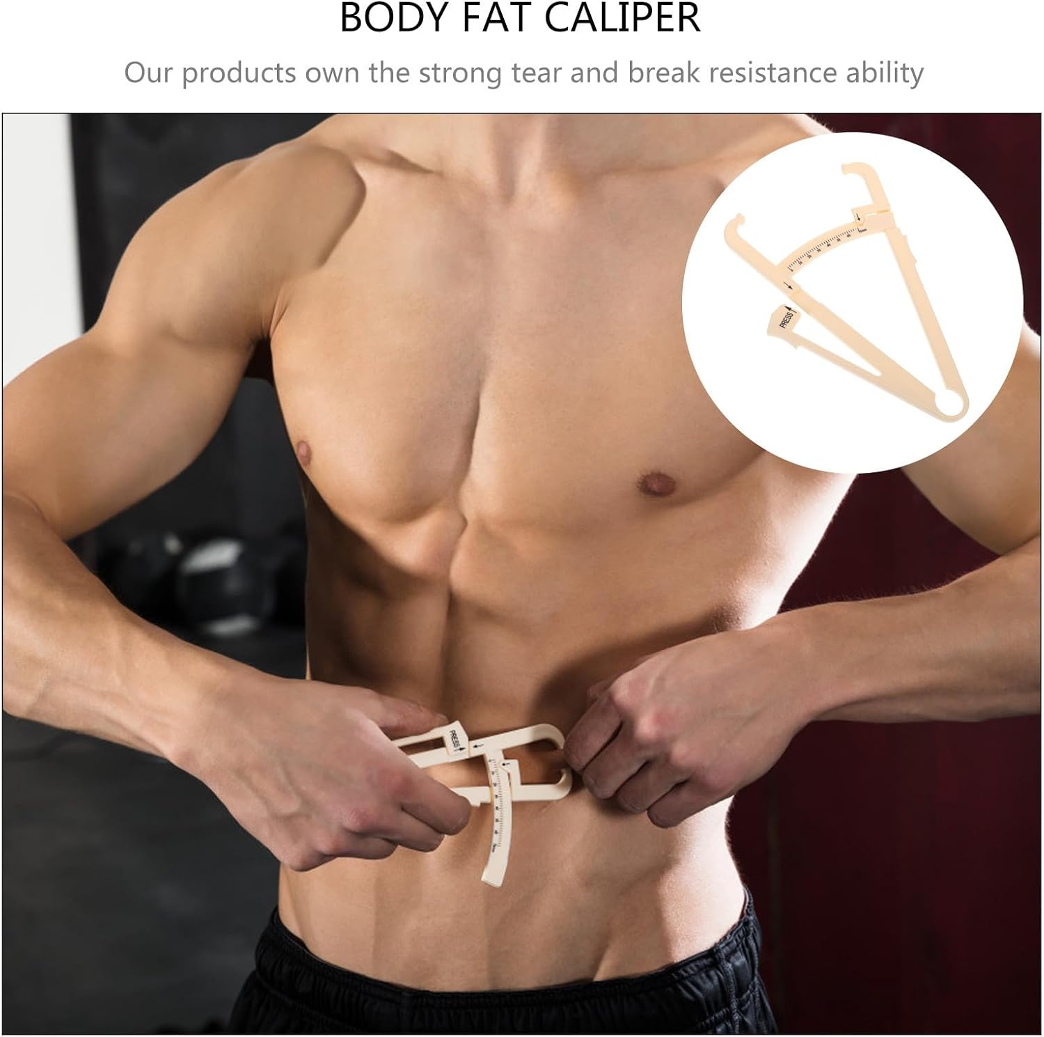 Garneck 2pcs Handheld Body Fat Measure Device Abs Material and Body Measuring Tape for Accurate Skinfold Measurement, Suitable for Men and Women Health Monitoring