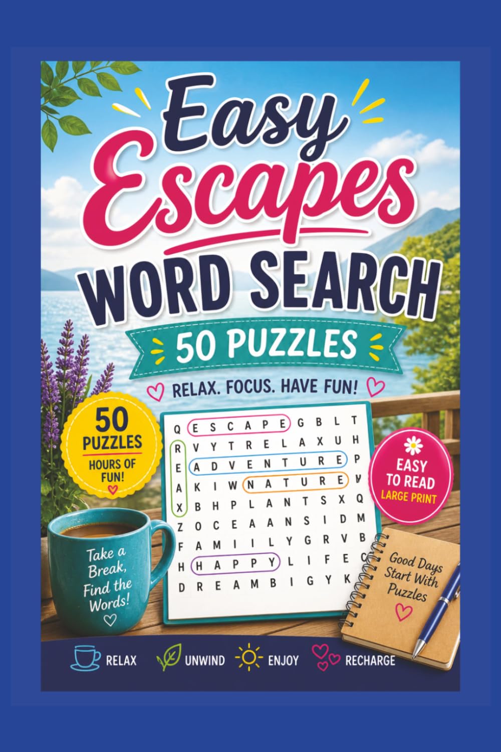 Easy Escapes Word Search: Relax Focus Have Fun