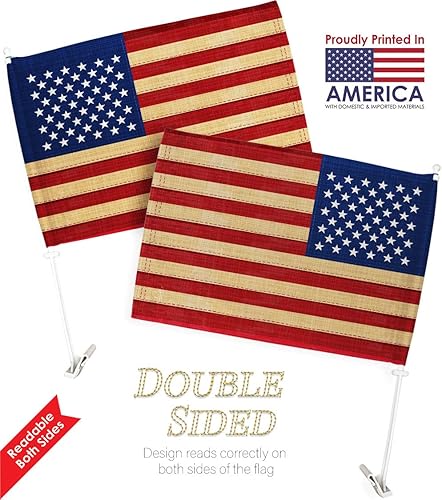 Miniatura 7 de Bandera de Israel para Carros - Bandera israelí para automóvil, paquete vintage americano, pequeño regalo, 12 x 18 pulgadas, clip de soporte de