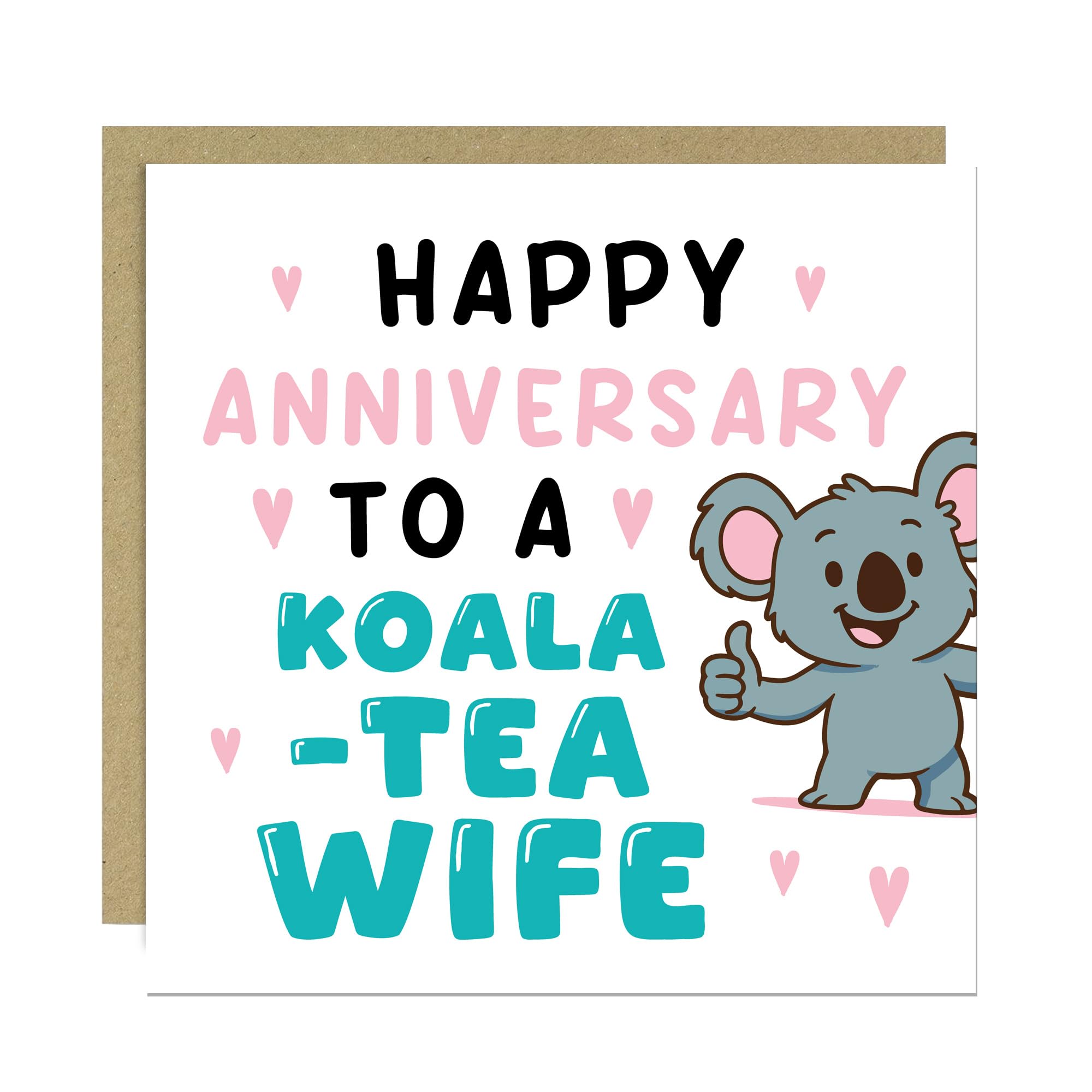 RED OCEAN Wife Anniversary Card From Husband Funny Card For Partner 145x145mm With Kraft Envelope Hilarious Humorous Cards For Women Her