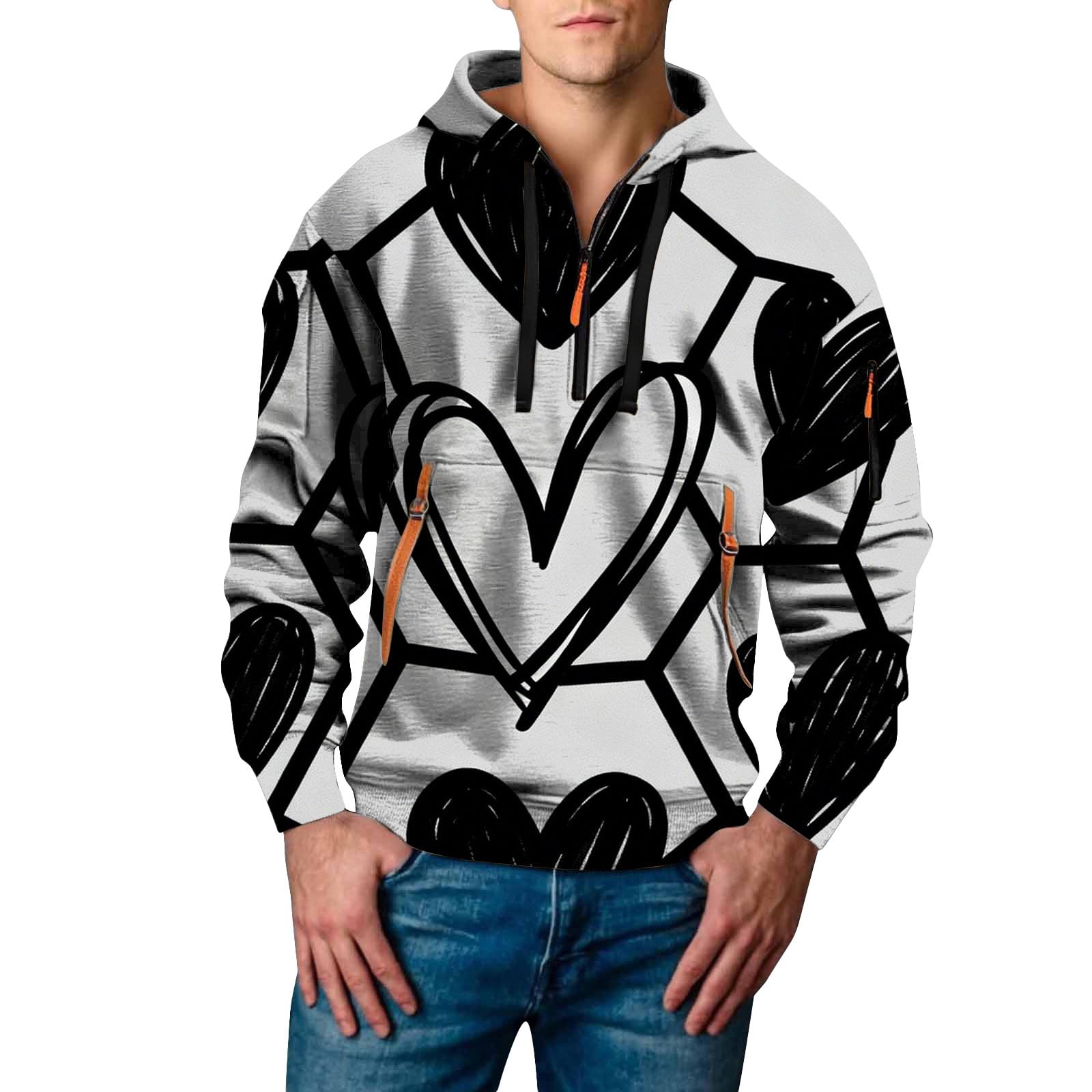 Sudaderas de hombre y mujer con capucha y estampado moderno manga larga gris XL 5