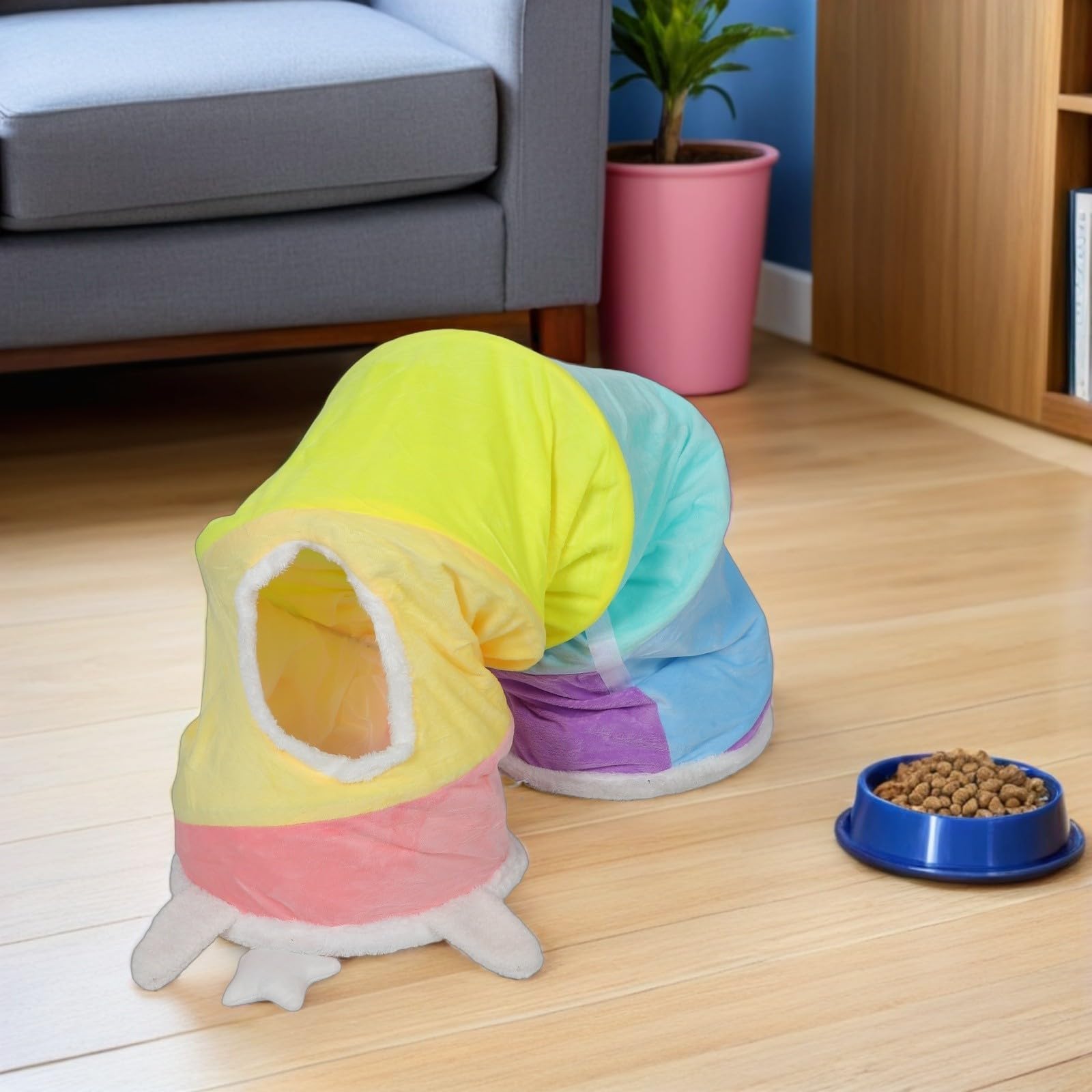 Toyvian Tunnel Gioco per Gatti e Cuccioli da Interno Fori, Facile da Riporre e Previene la Noia per Divertimento Interattivo del Tuo Animale